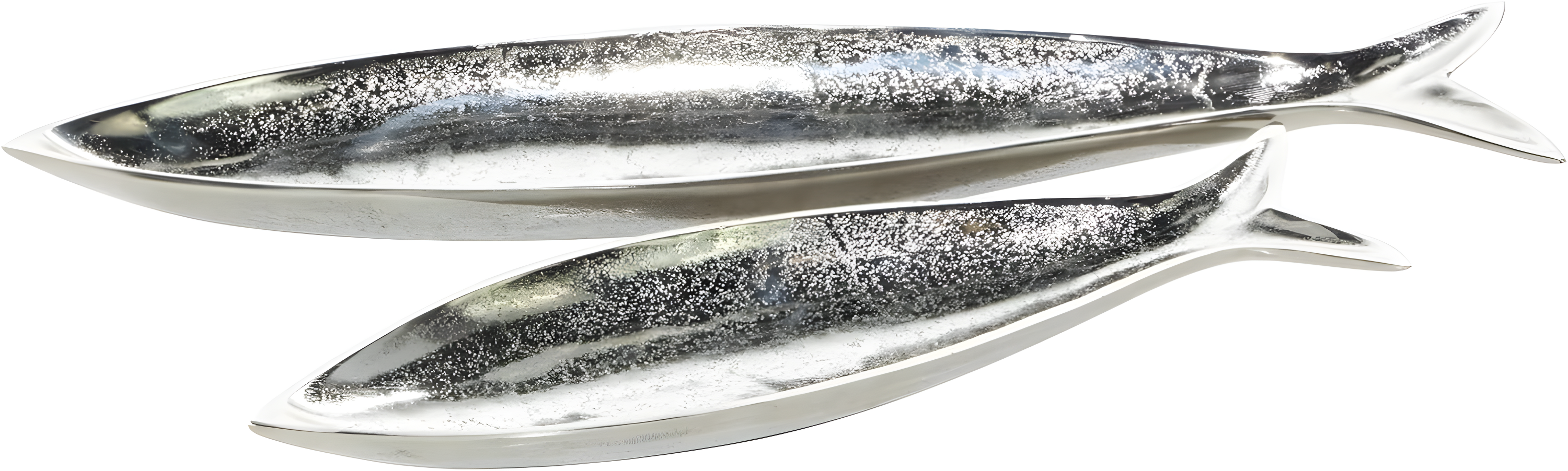 CosmoLiving by Cosmopolitan 24", 17"W Silver Aluminum Metal Fish Tray, 2-Pieces