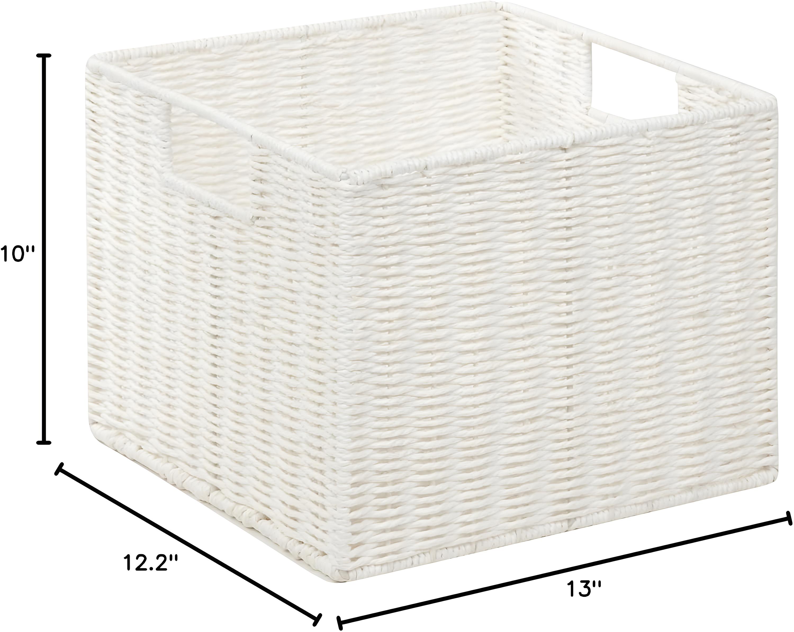 Honey-Can-Do Paper Rope Storage Basket with Cut-out Handles, White