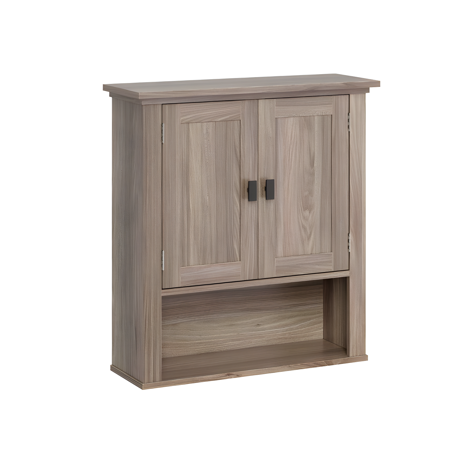 RiverRidge Hayward Two-Door Bathroom and Laundry Wall Mount Storage Medicine Cabinet with Fixed and Adjustable Shelf - Light Woodgrain: Composite Wood