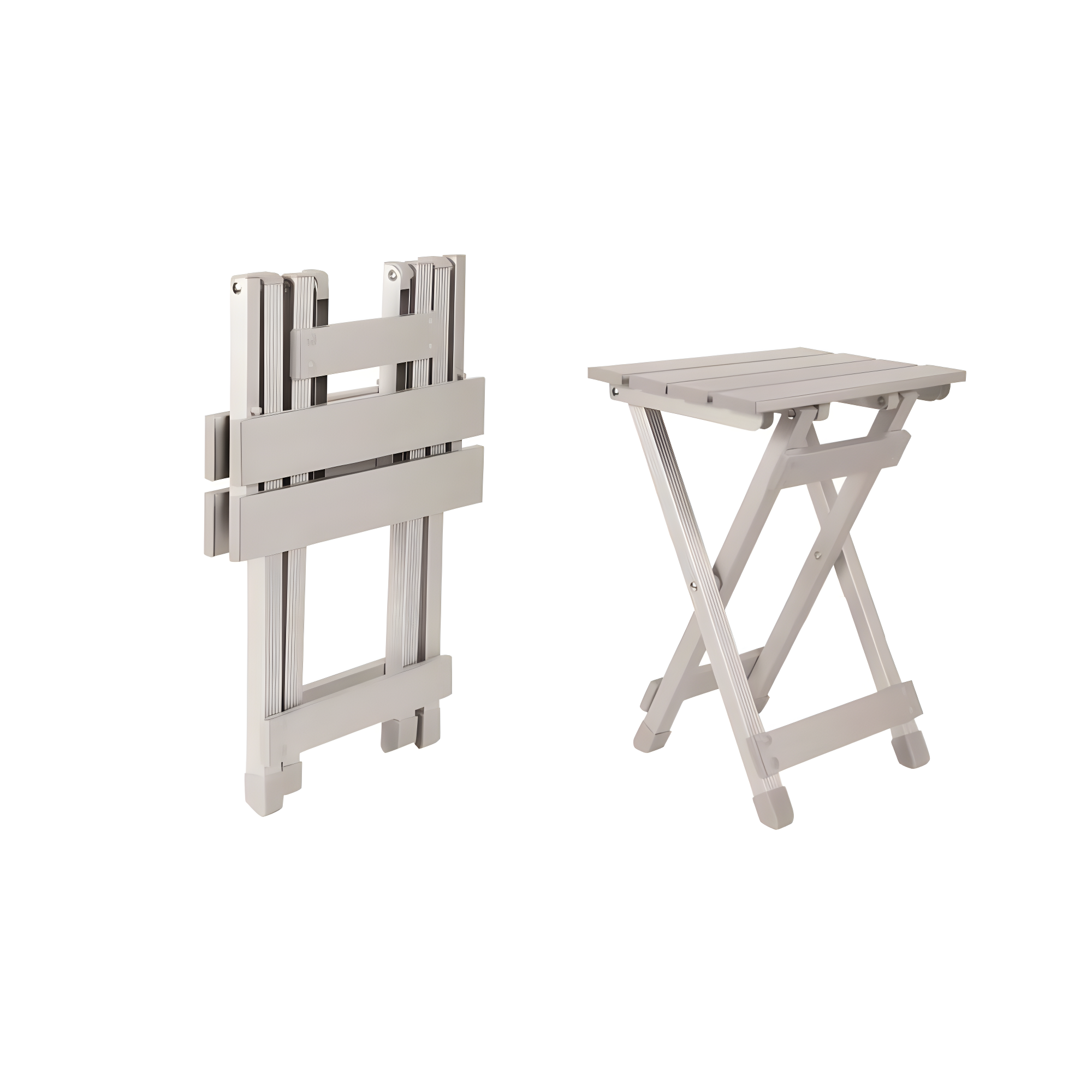 Camco Small Folding Side Table | Supports up to 130lbs | Aluminum, Silver (51890)