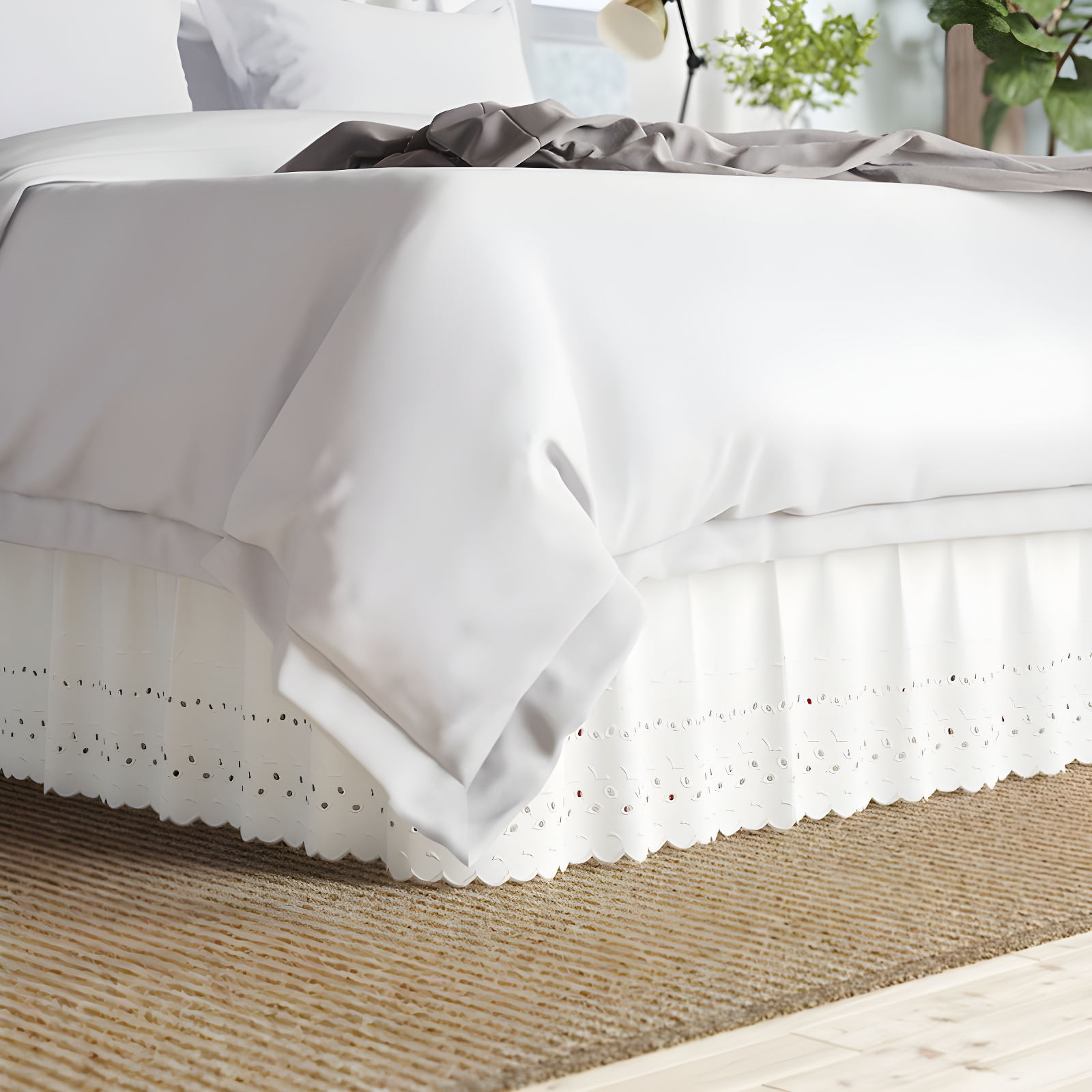 Fresh Ideas Fresh Ideas Ruffled Eyelet Bed Skirt, 14" Drop Length