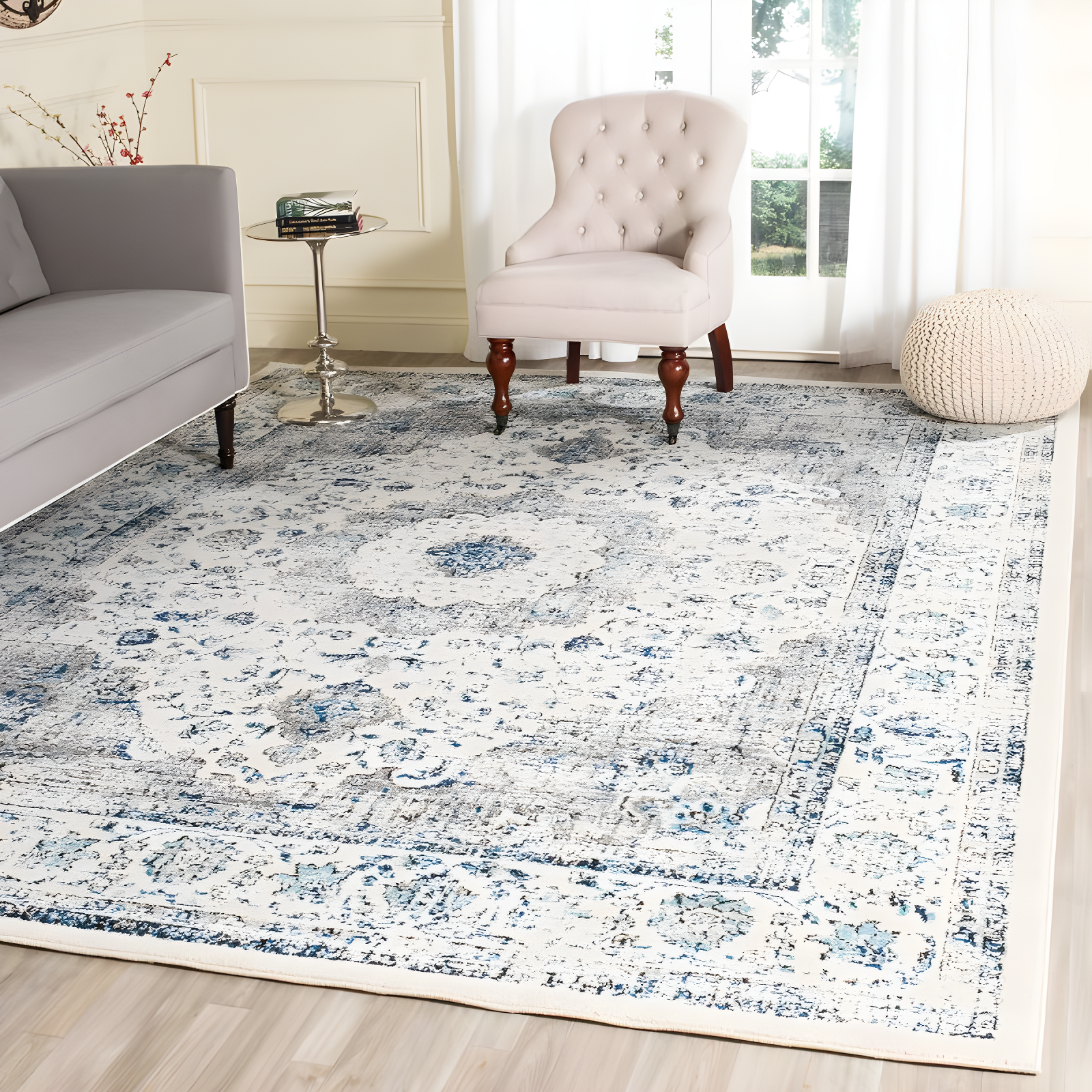 Evoke EVK220 Power Loomed Area Rug - Ivory/Grey - 11'x15' - Safavieh.