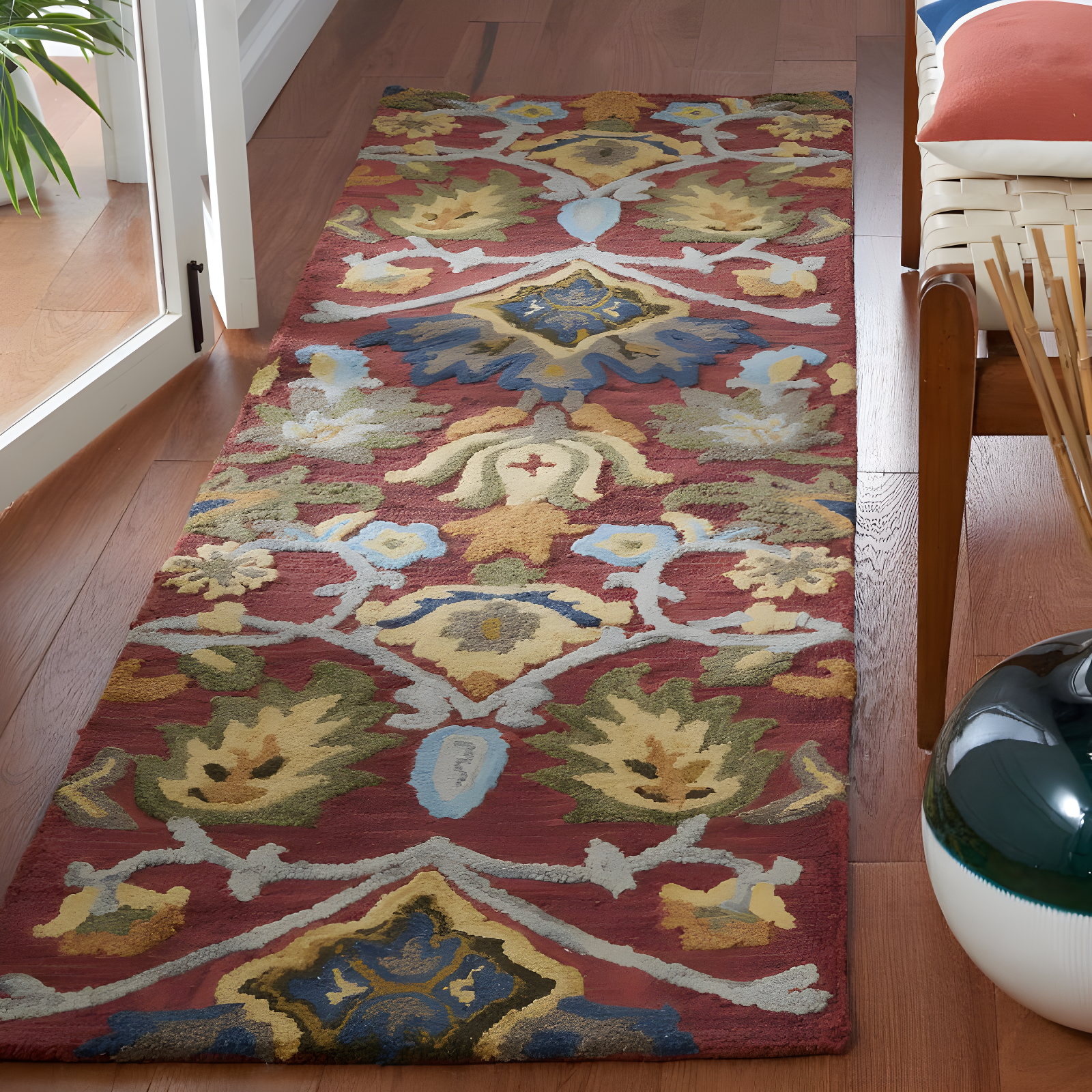 Blossom BLM402 Hand Tufted Runner Rug - Red/Multi - 2'3"x8' - Safavieh.