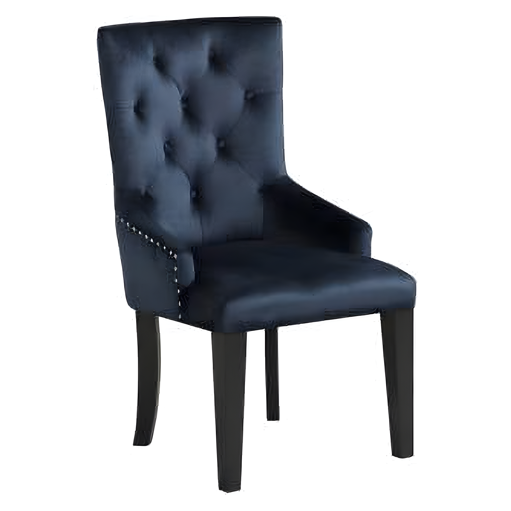 Dining Side, Accent Chair Button Tufted Velvet Upholstery Nail Head Trim Tapered Wood Legs Modern Transitional, Black