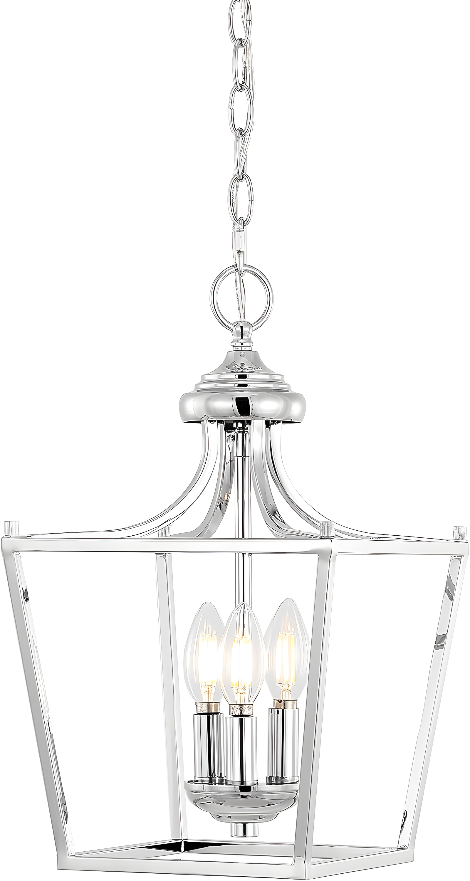 Camden 10" 3-Light Iron Classic Midcentury Pendant Lantern, Chrome