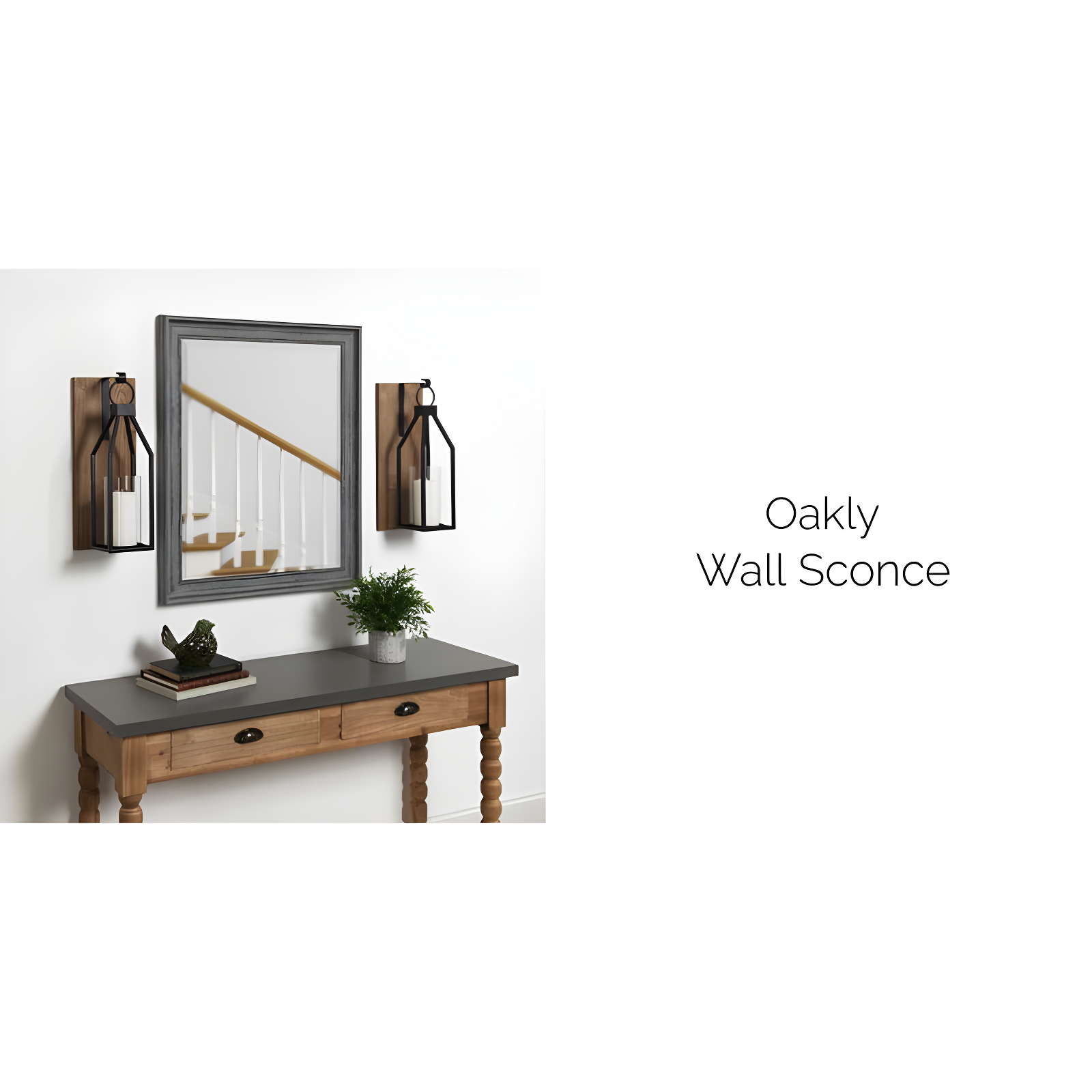 Kate and Laurel Oakly Rectangle Wood Wall Sconce, 7x18, Gray