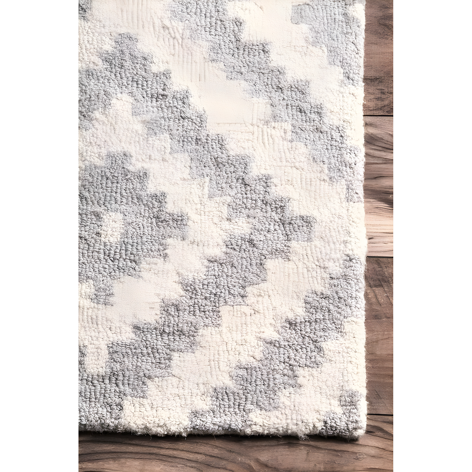 Nuloom Kellee Hand Tufted Geometric Wool Indoor Area Rug, Oval 9' x 12', Light Gray