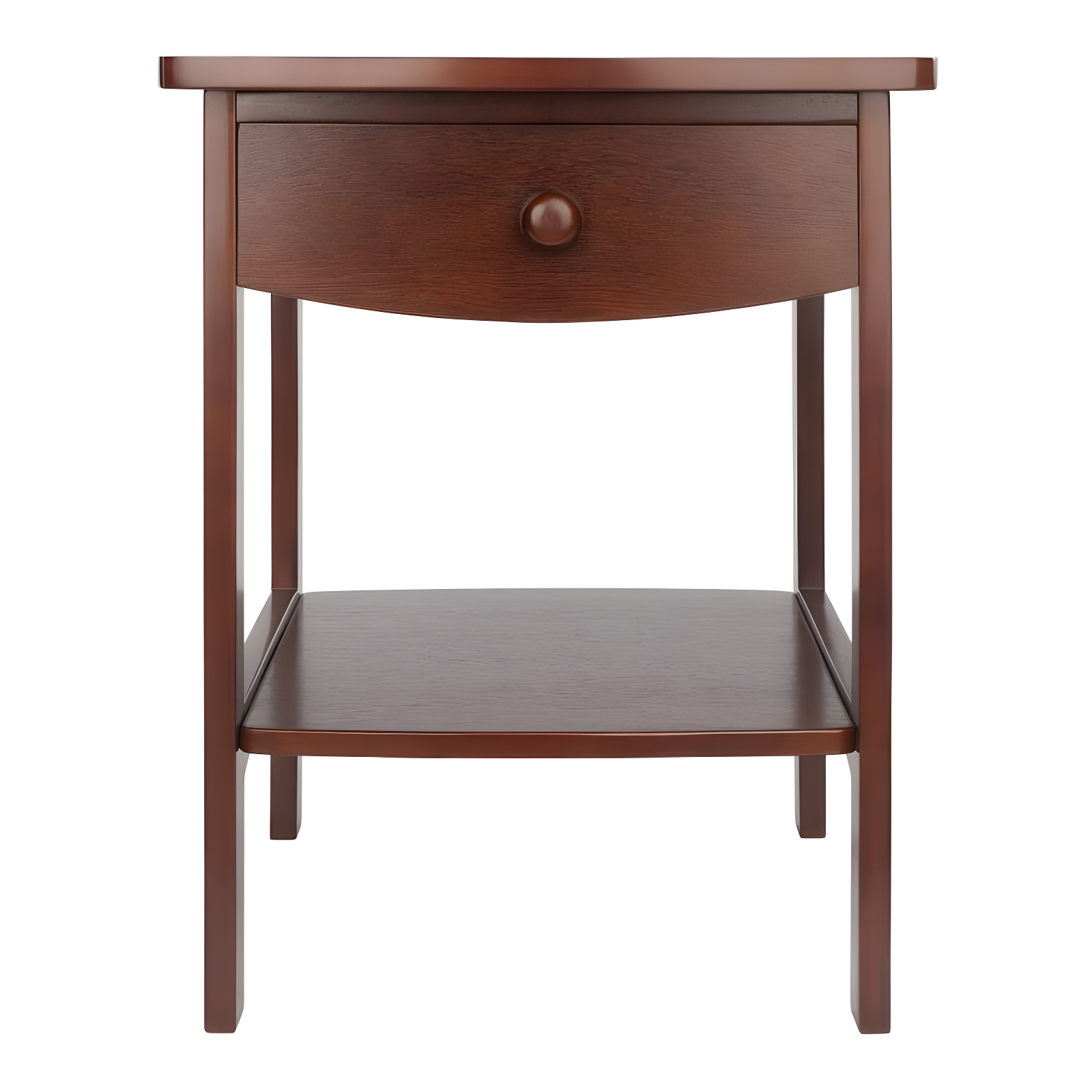 Winsome End Table Walnut: Hardwood Frame, MDF Top, Rectangular Side Table with Shelf & Drawer