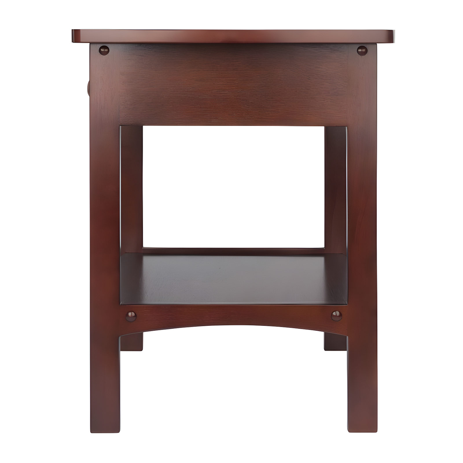 Winsome End Table Walnut: Hardwood Frame, MDF Top, Rectangular Side Table with Shelf & Drawer