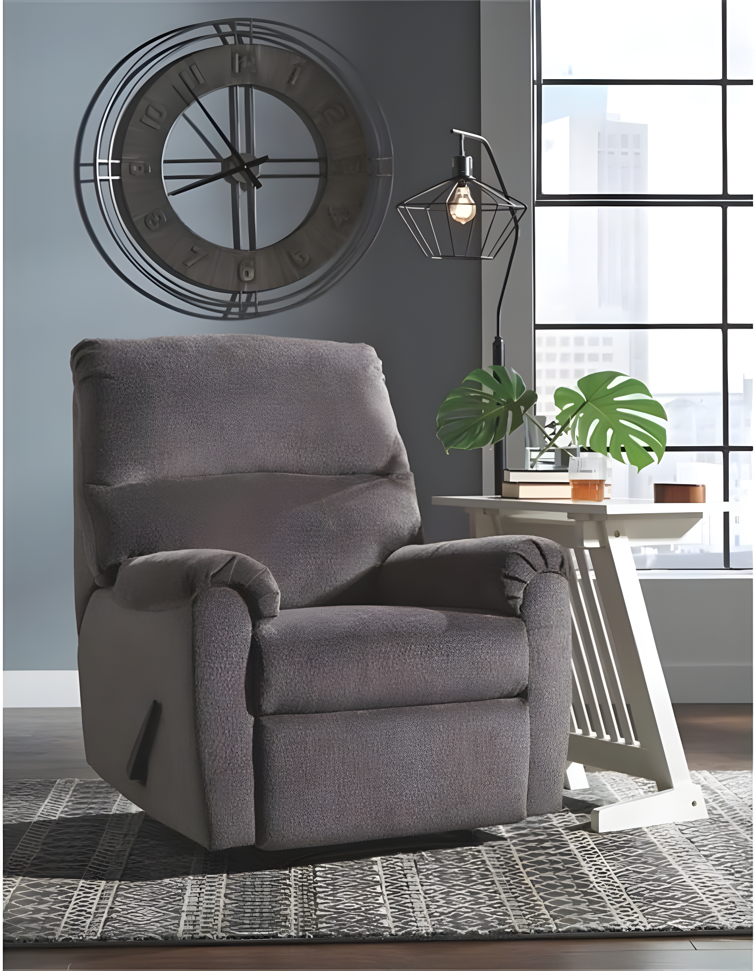 Signature Design by Ashley Nerviano Zero Wall Recliner in Gray