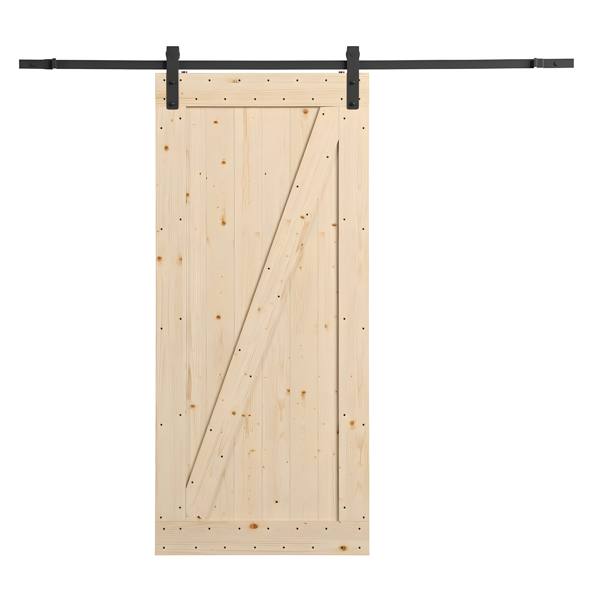 Rustic Canadian Hemlock 84" Unfinished Barn Door Kit with Black Hardware