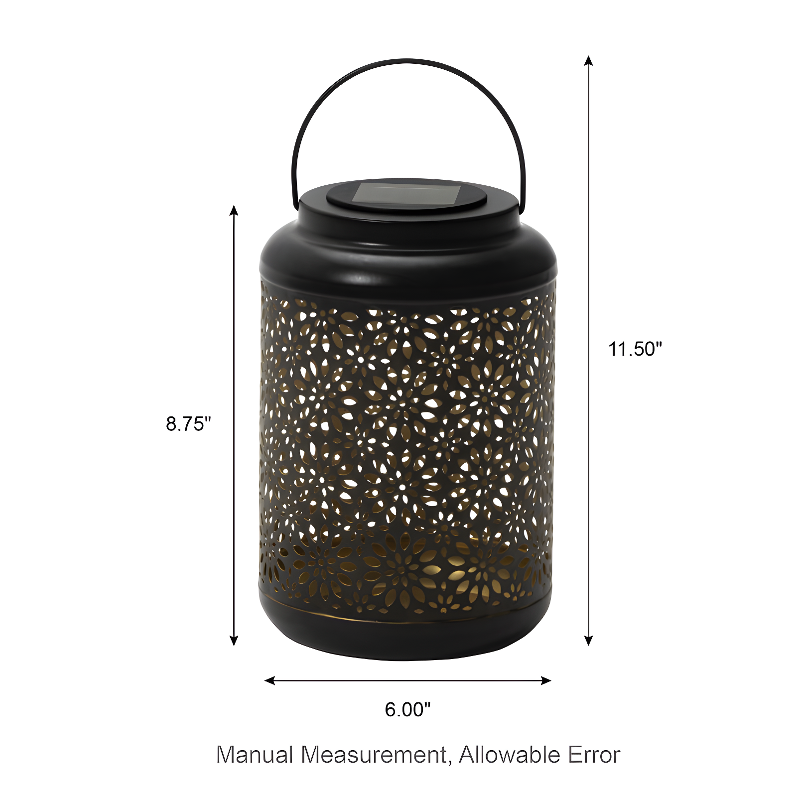 8.75" H Metal Wire Solar Powered Outdoor Hanging Lantern