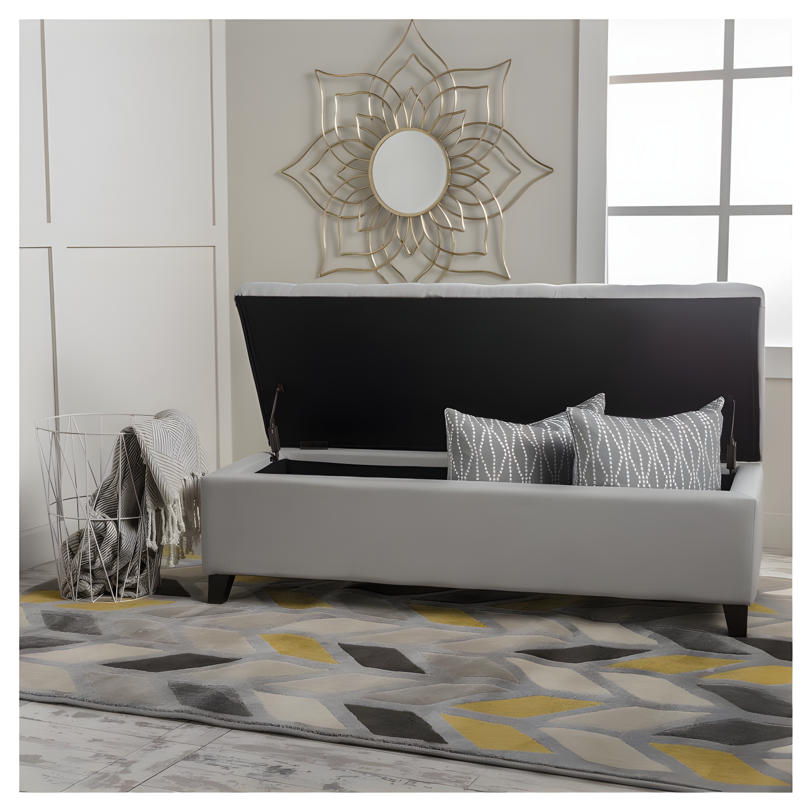 Mission Storage Ottoman - Light Gray - Christopher Knight Home