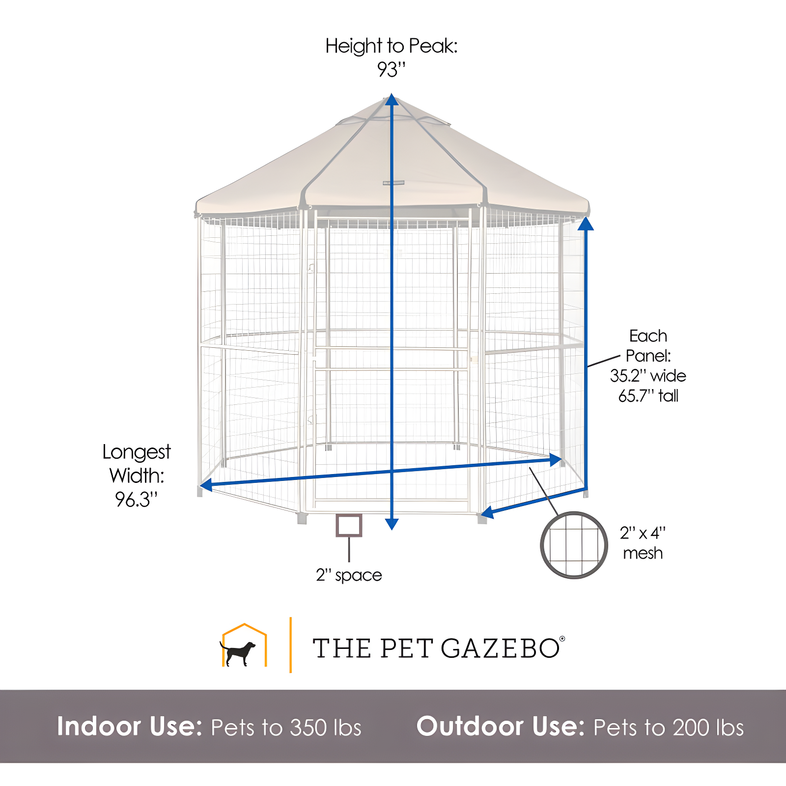 PET GAZEBO Pet Gazebo Dog Kennel Play Pen with Market Top Canopy