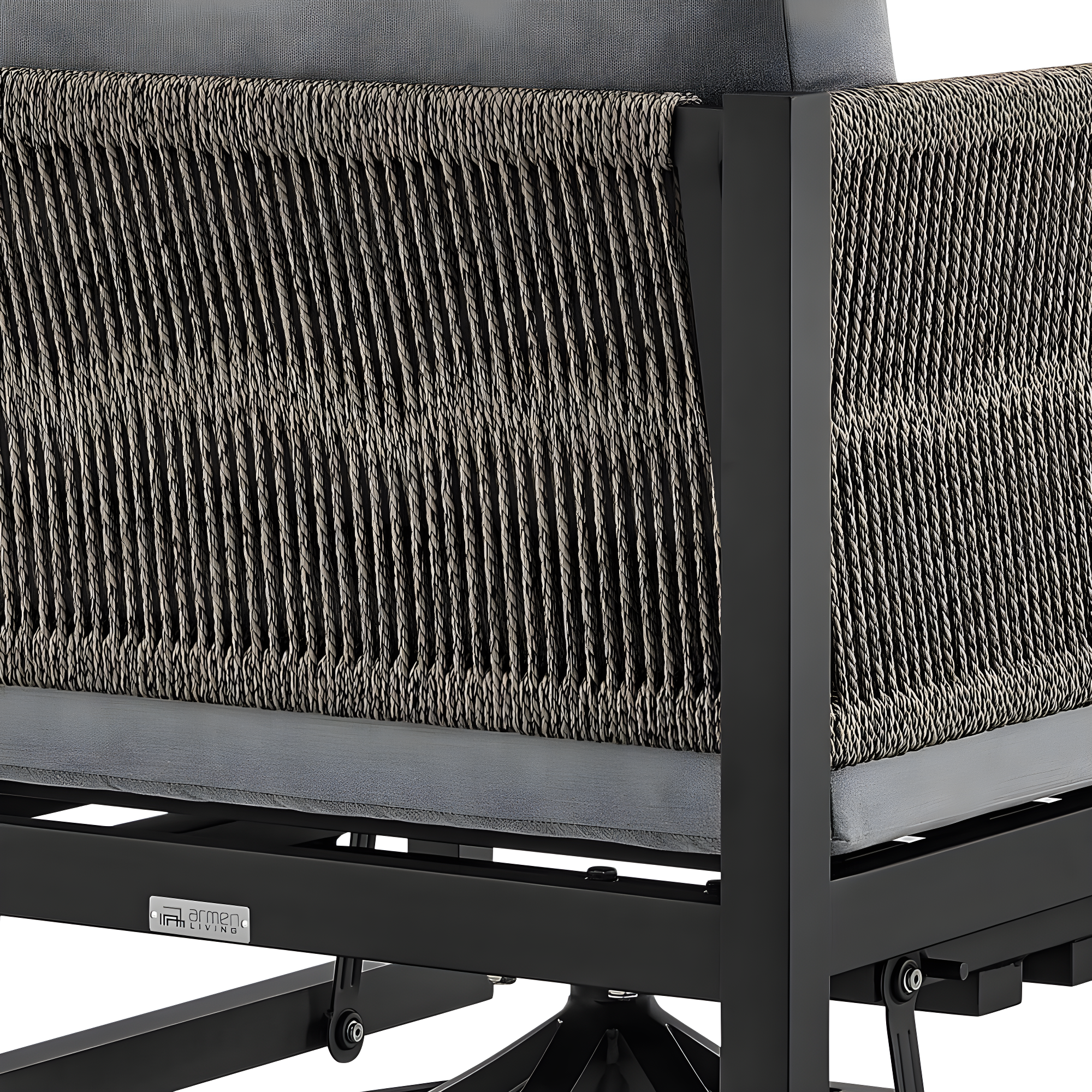 Armen Living Glider Upholstered Aluminum Lounge Chair, Black