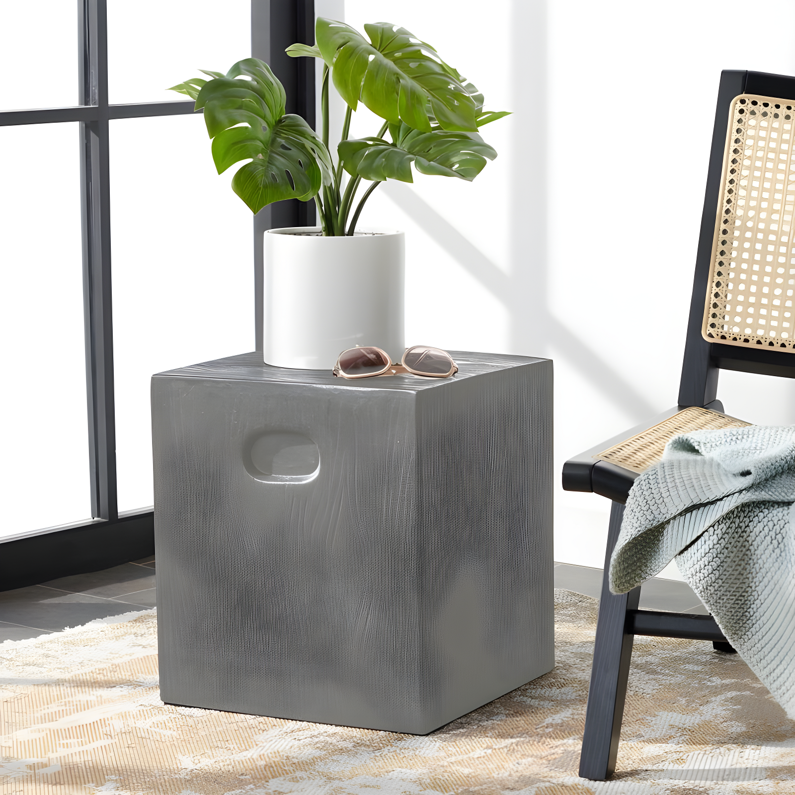 Cube Accent Stool - Indoor/Outdoor - VNN1003 - Gray - Safavieh