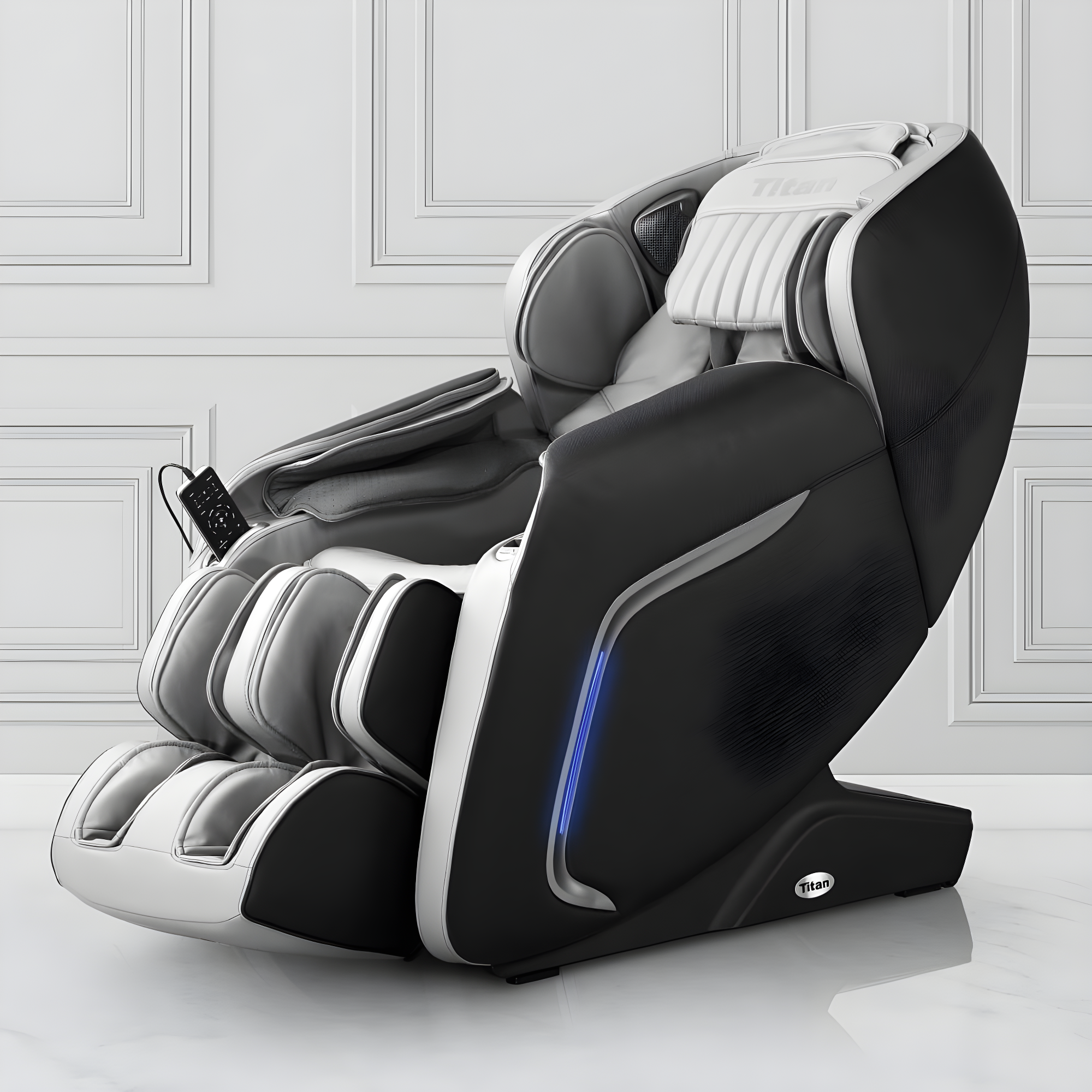Titan Cosmo Massage Chair Black: Upholstered, Metal Frame, Spot Clean, 240lb Capacity