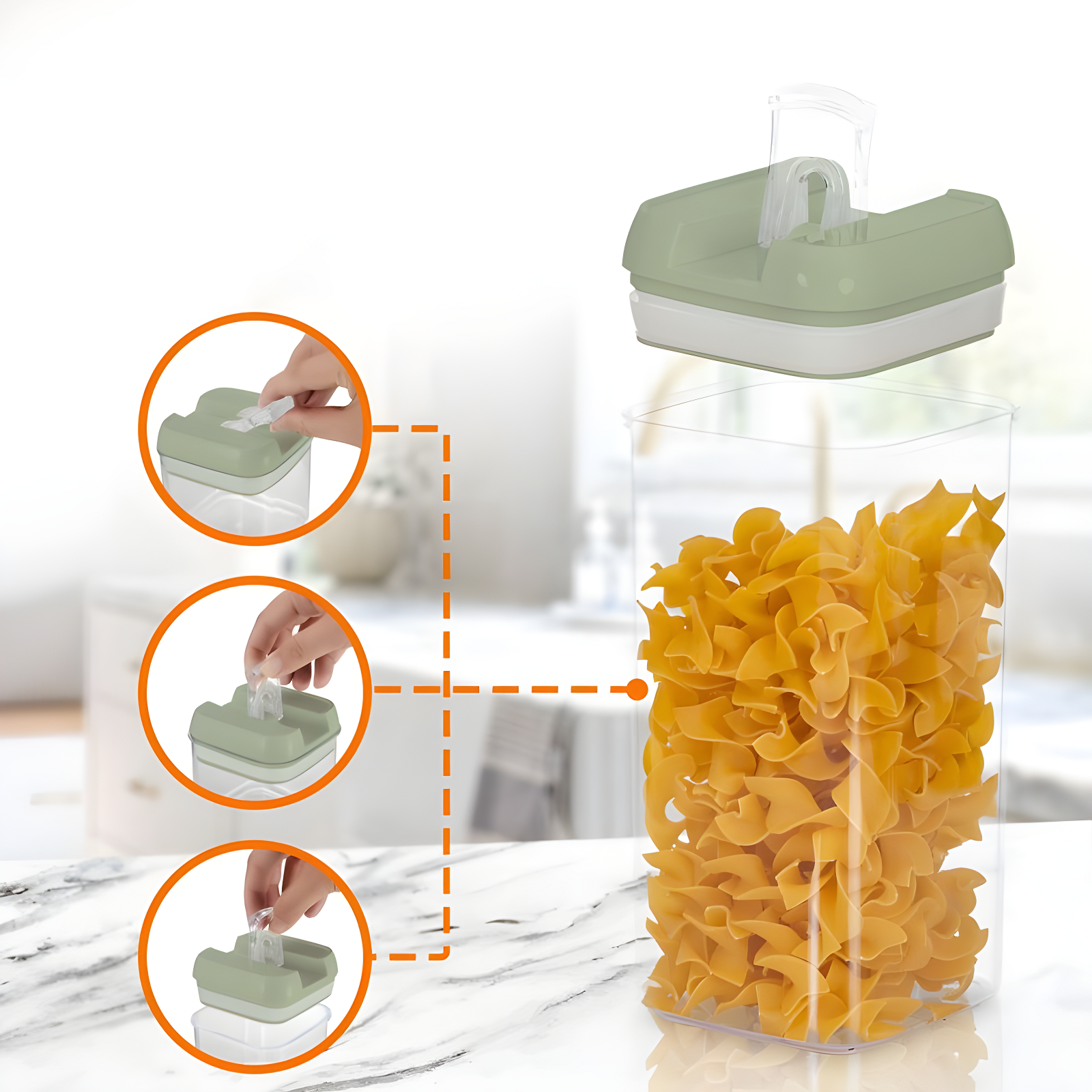 Cheer Collection Airtight Food Storage Containers, Set of 7 (Olive Green)