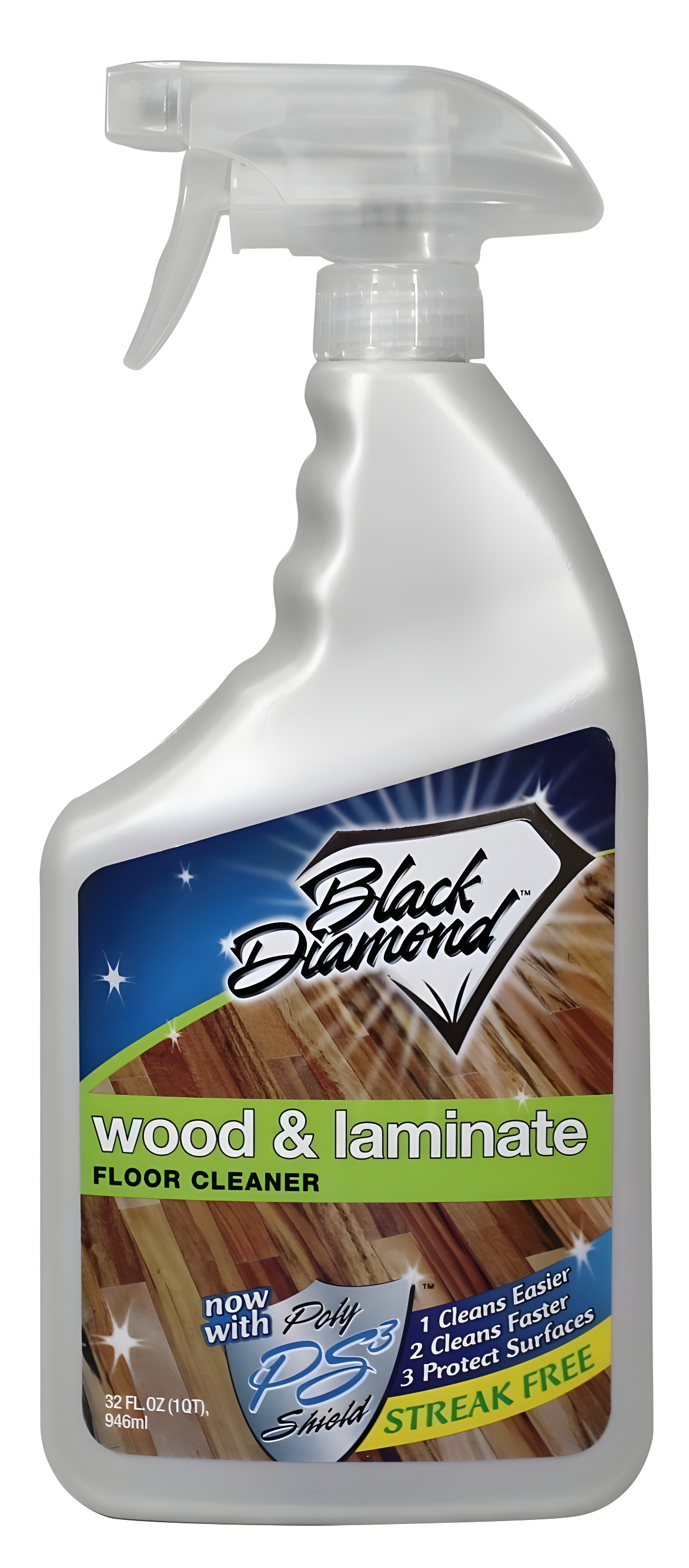 Black Diamond Laminate Floor Cleaner and Hardwood Floor Cleaner Spray - Versatile Solution Safe for Vinyl Floors, Wood Floors, and Engineered Hardwood Floors - 1-Quart.