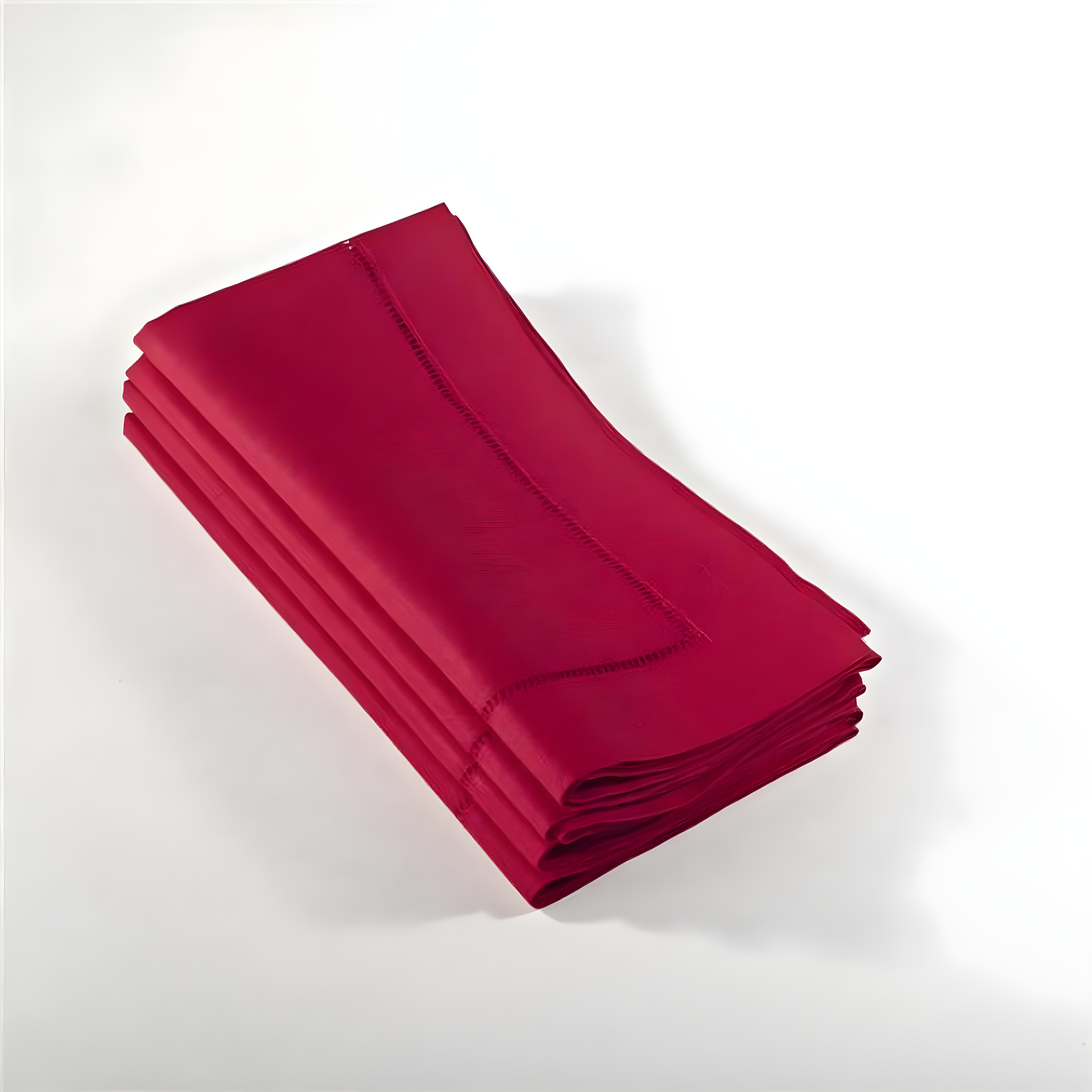 Saro Lifestyle Hemstitched Linen Dinner Napkins (Set of 4) Red