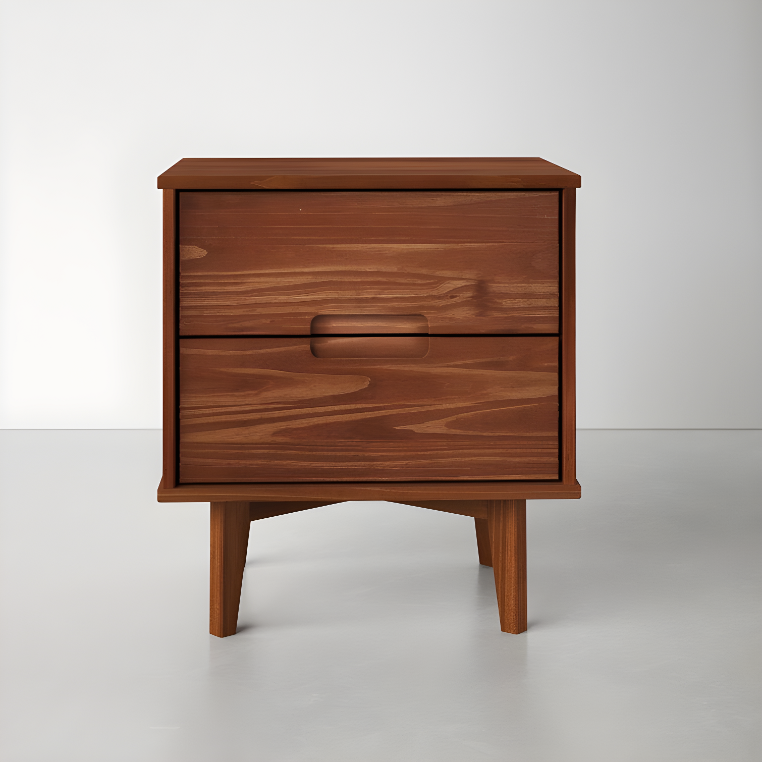 Mags Solid Wood Groove 2-Drawer Nightstand