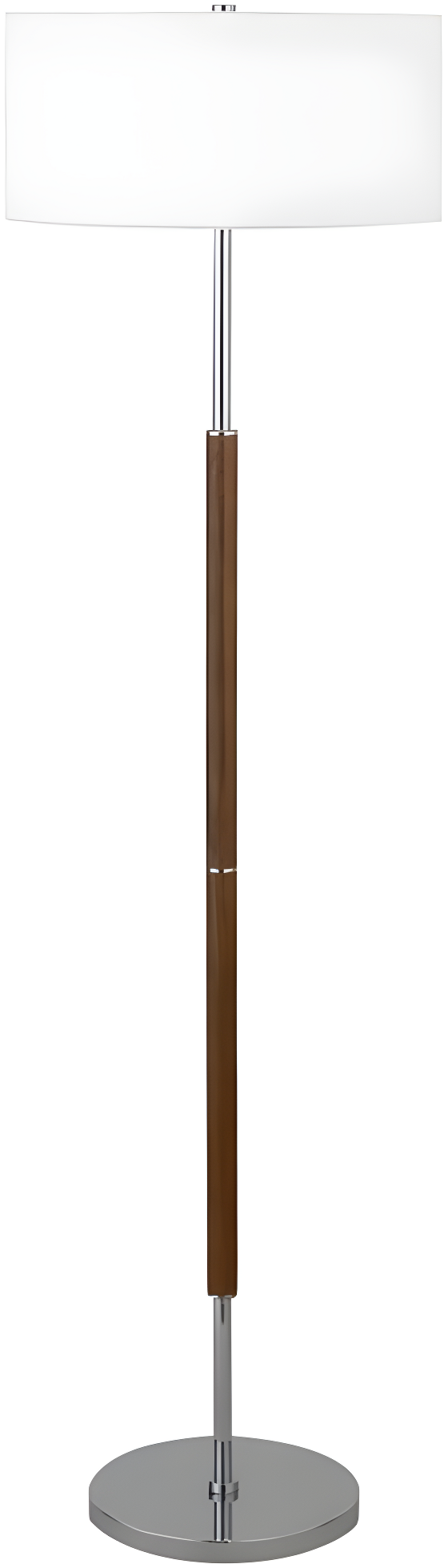 Evelyn&Zoe Simone 2-Light Floor Lamp with Fabric Shade, Rustic Oak/Polished Nickel/White