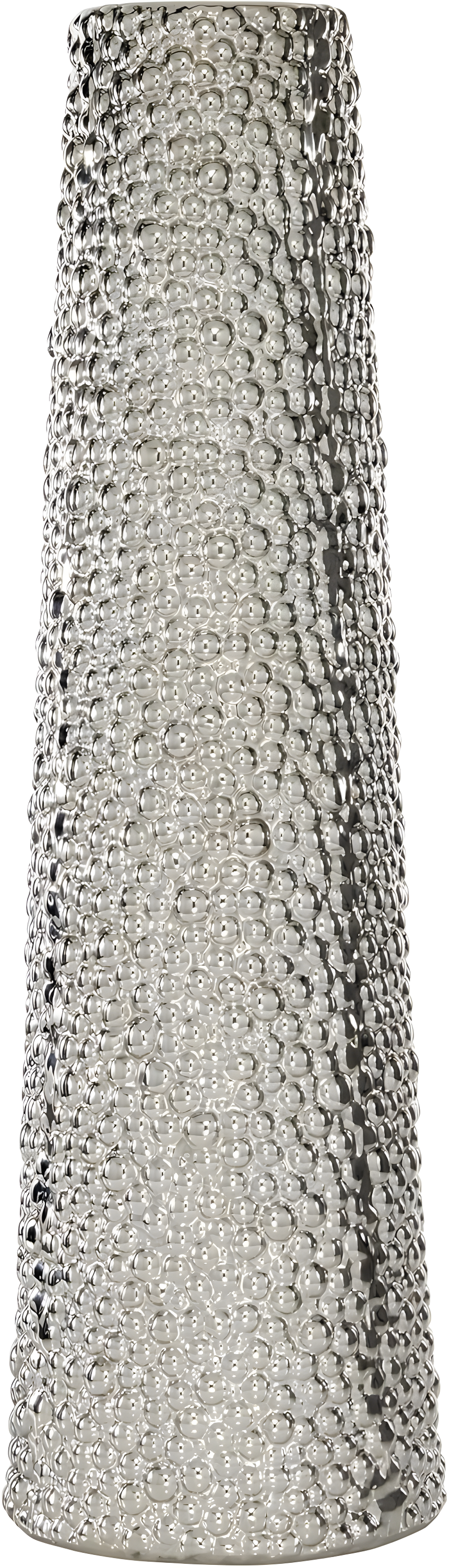 DecMode 25" Silver Ceramic Vase with Bubble Texture