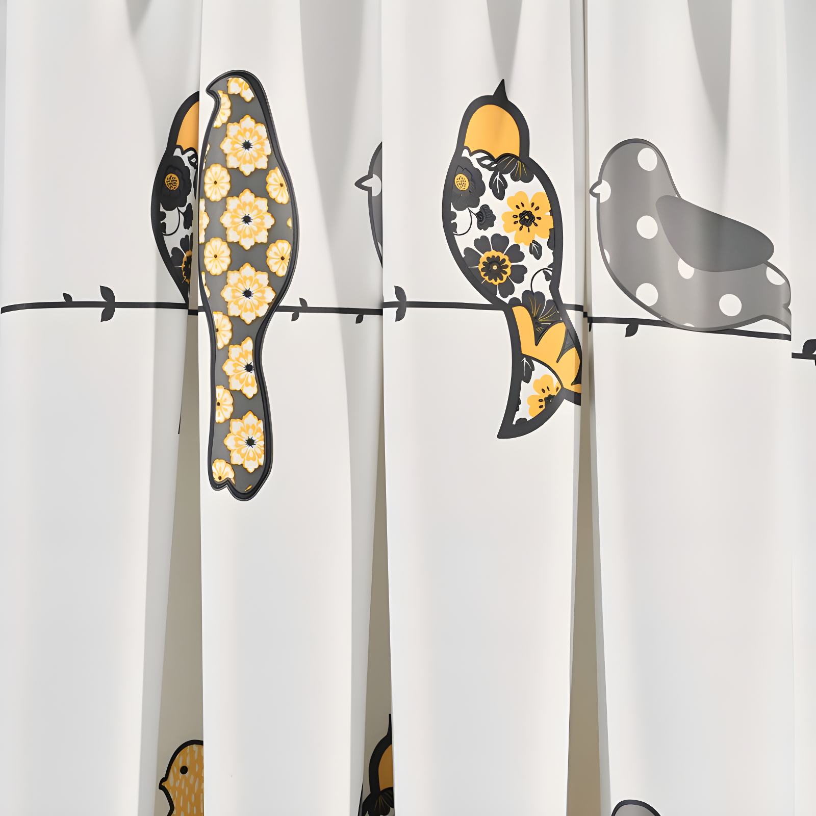 2pk 52"x63" Light Filtering Rowley Birds Curtain Panel Yellow - Lush Décor