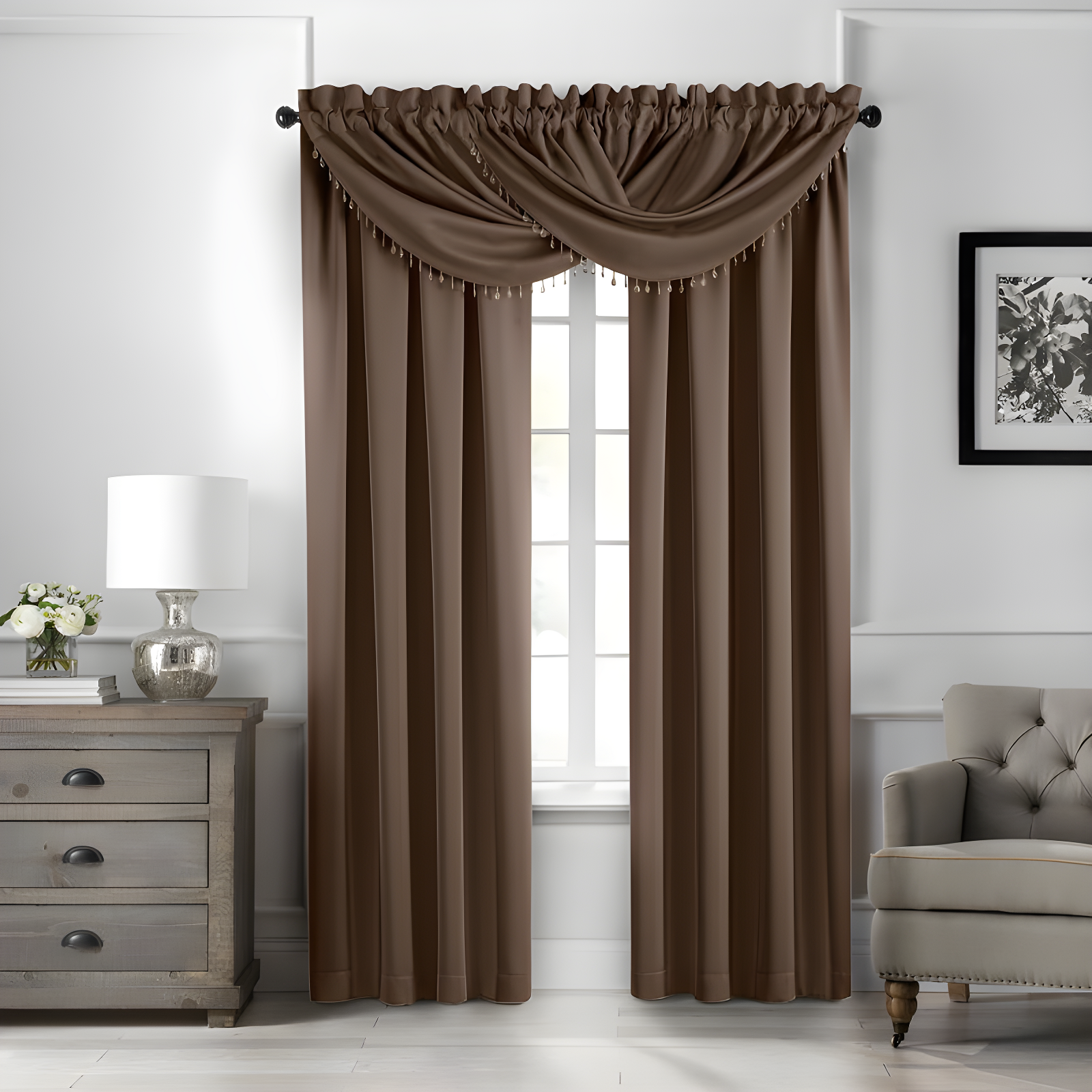 Vanderbilt Extra Wide Blackout Single Window Curtain Panel - 52" x 108" - Chocolate - SunVeil