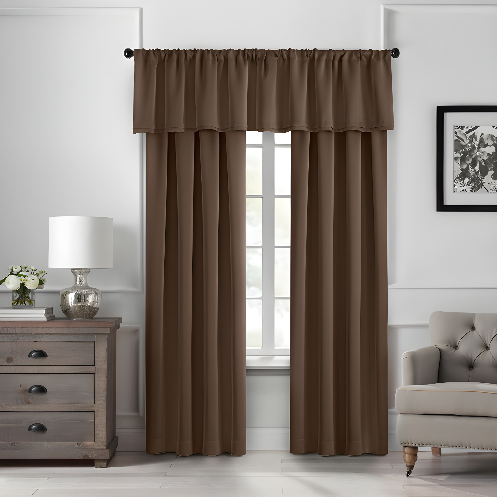 Vanderbilt Extra Wide Blackout Single Window Curtain Panel - 52" x 108" - Chocolate - SunVeil