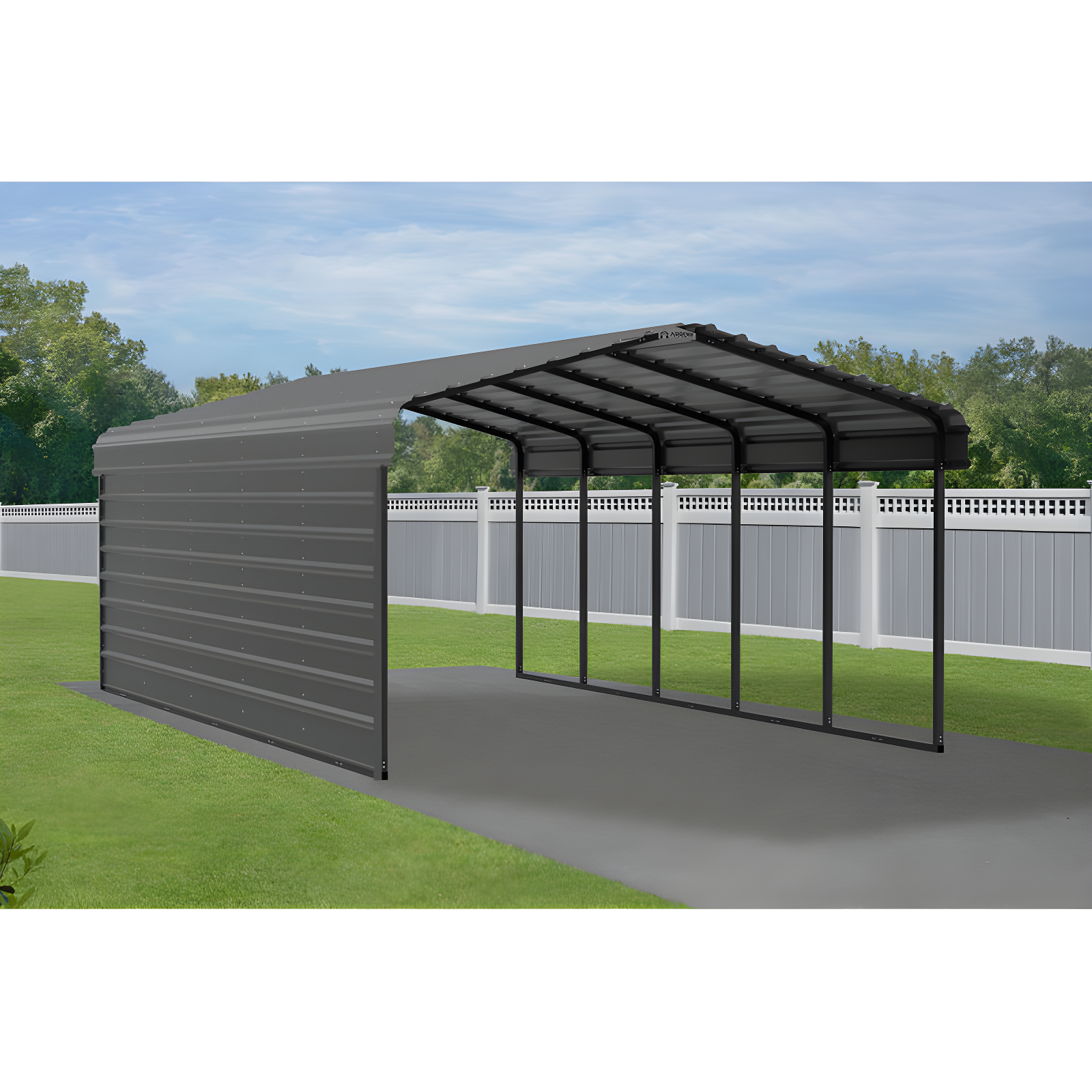 Arrow Arrow Steel Carport with 1 Side Wall Kit, 12X24X07