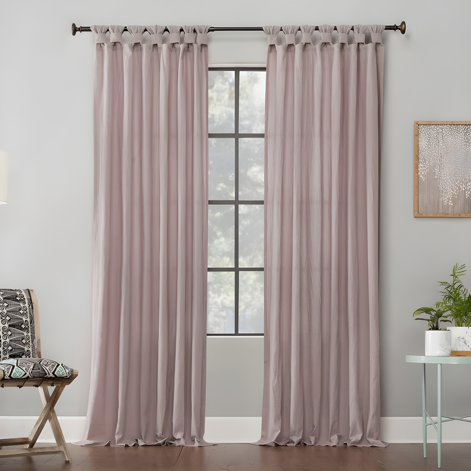 52"X84" Archaeo Light Filtering Outdoor Washed Cotton Twist Tab Curtain Panel Pink: Traditional Window Decor