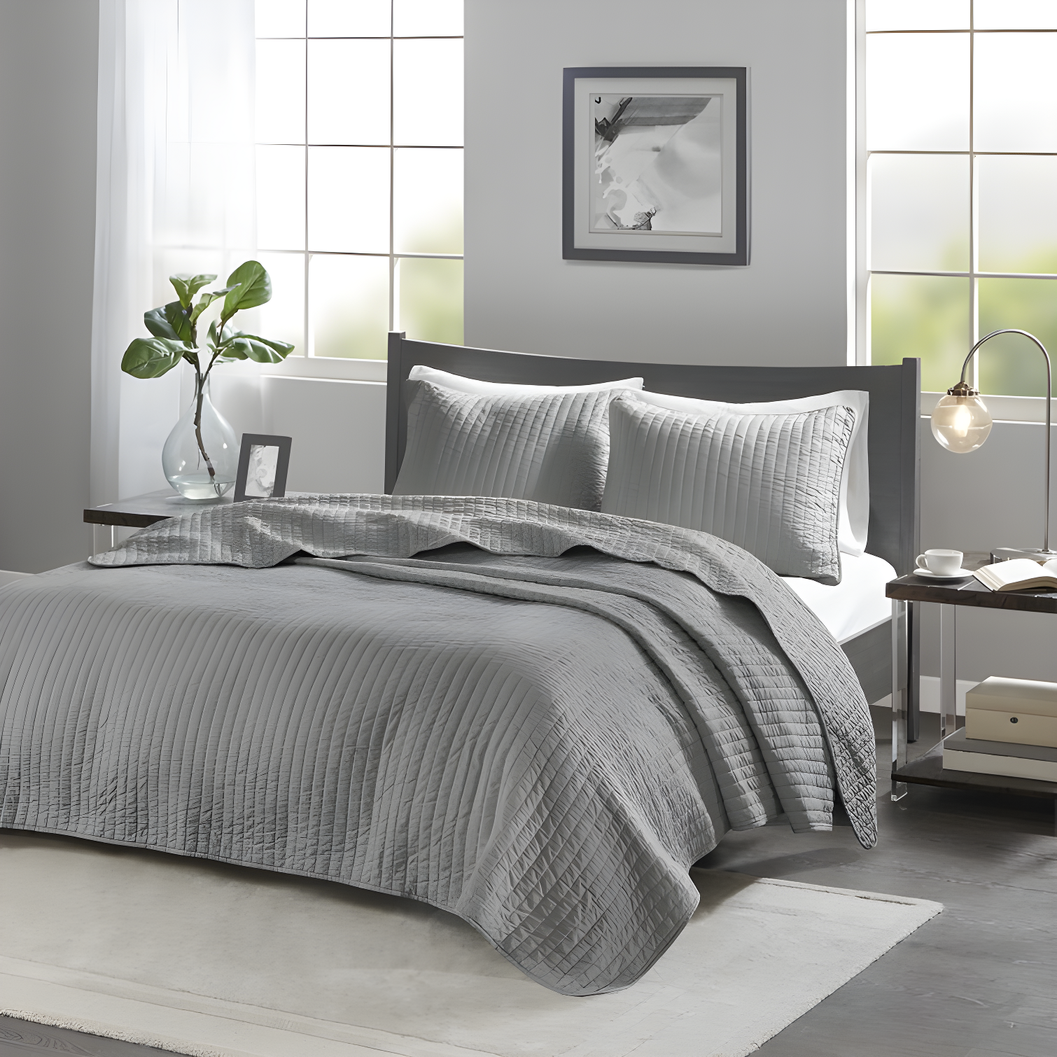 Barwick Reversible Solid 3 Piece Quilt Set