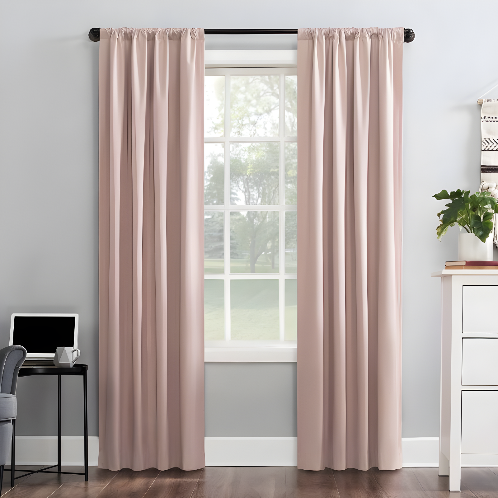 40"x63" Sun Zero 100% Blackout Cyrus Thermal Back Tab Curtain Panel Pink: Modern Solid Polyester Indoor Drapery
