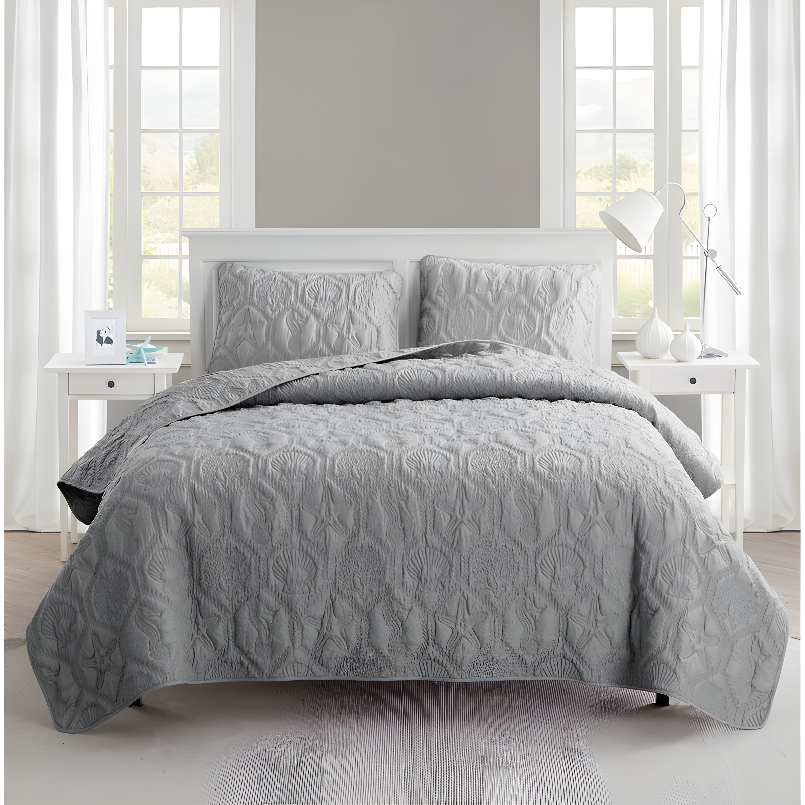 VCNY Shore 3-Piece Embossed Quilt Set