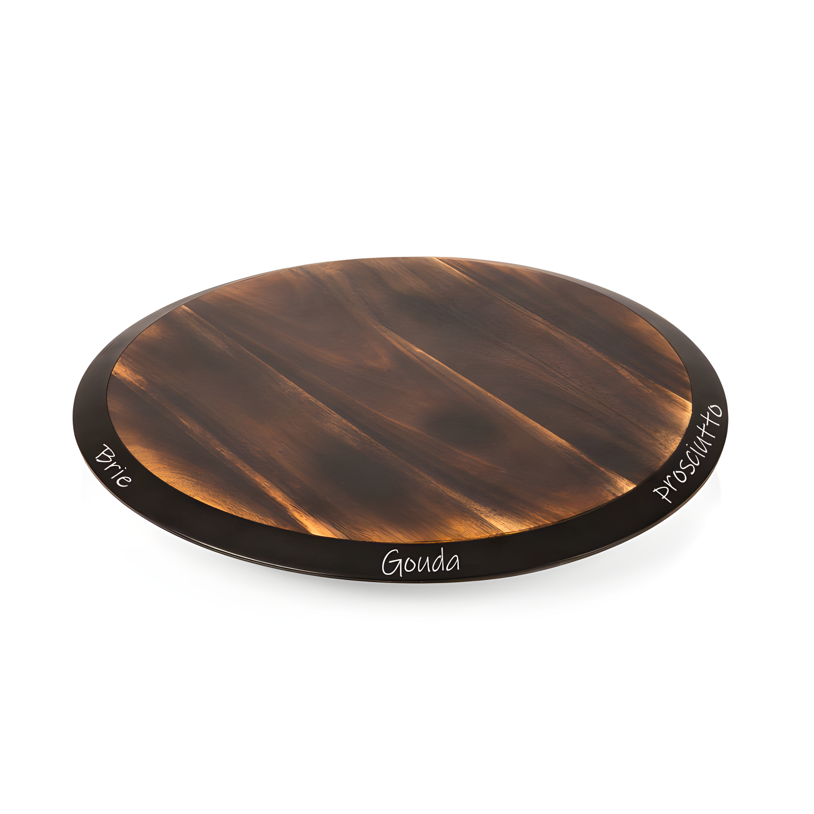 Picnic Time Lazy Susan Fire Acacia Wood Serving Tray: Round Brown Easy-To-Spin Design, 18" Diameter