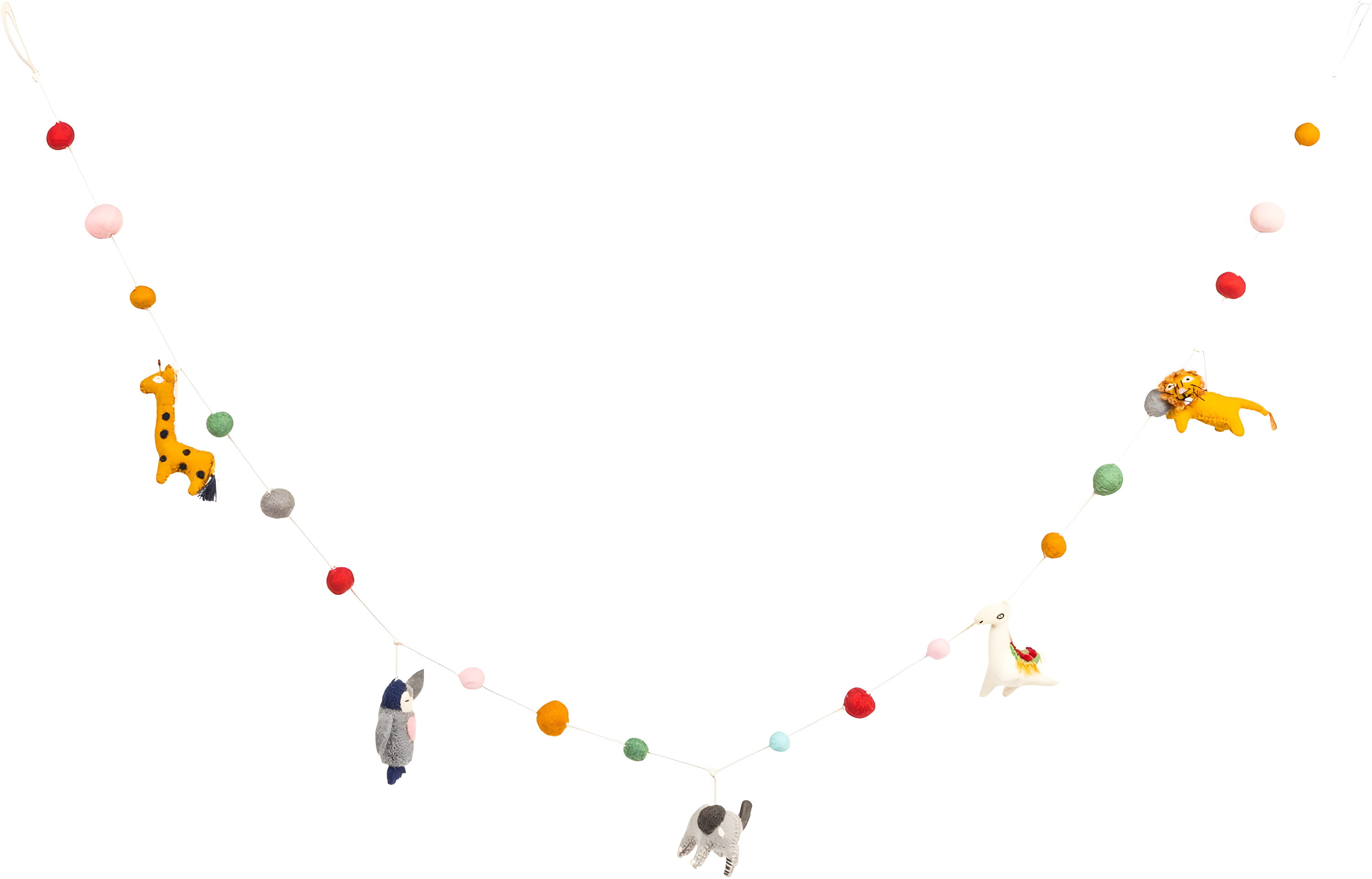 Bloomingville Multicolor Wool Felt Animal Shaped Garland