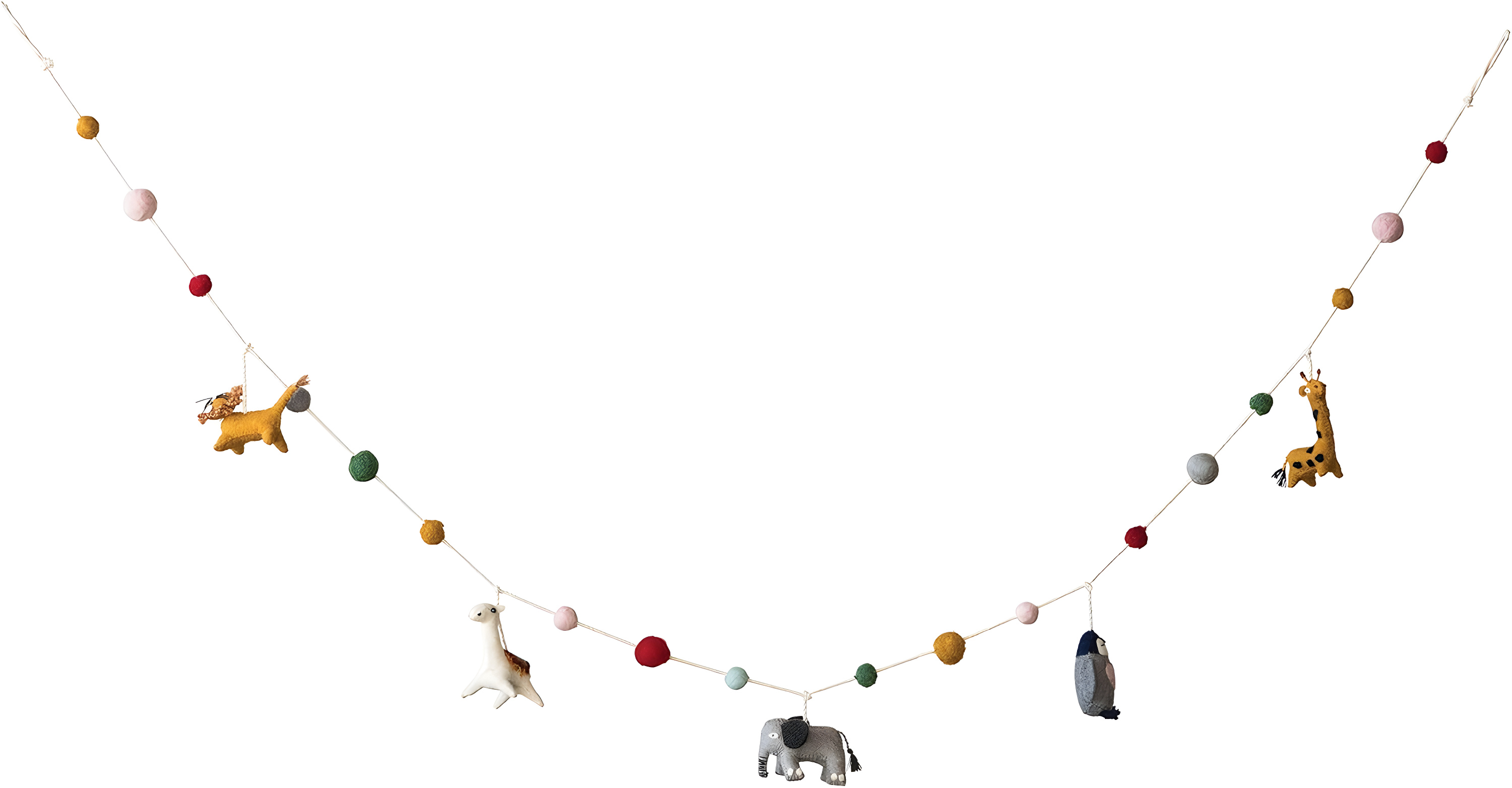 Bloomingville Multicolor Wool Felt Animal Shaped Garland