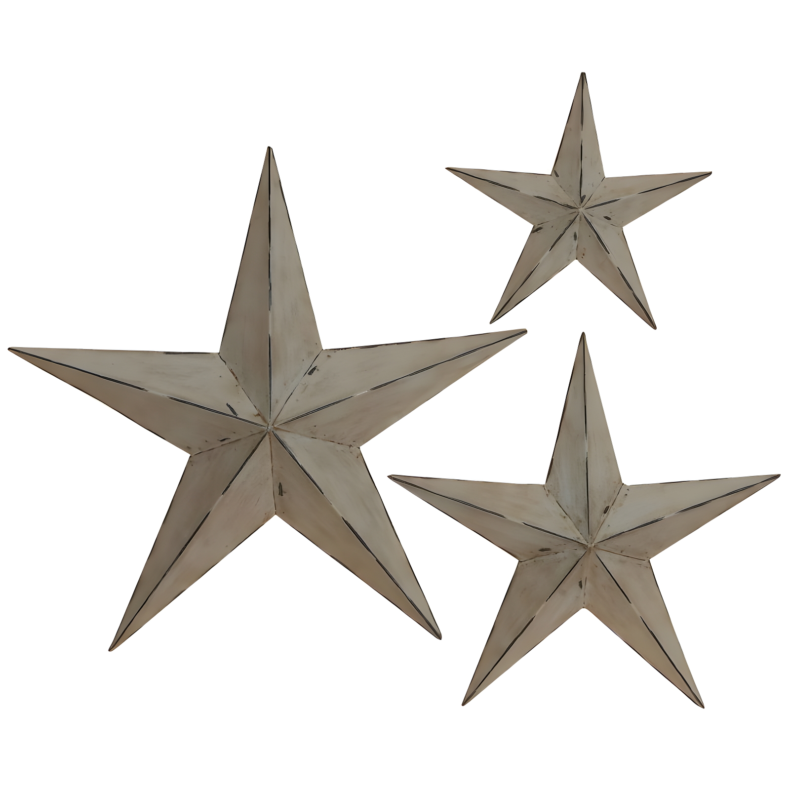 Olivia & May Set of 3 Metal Stars Indoor Outdoor Wall Decors Light Brown : Iron Frame, Farmhouse Style, Vertical Orientation