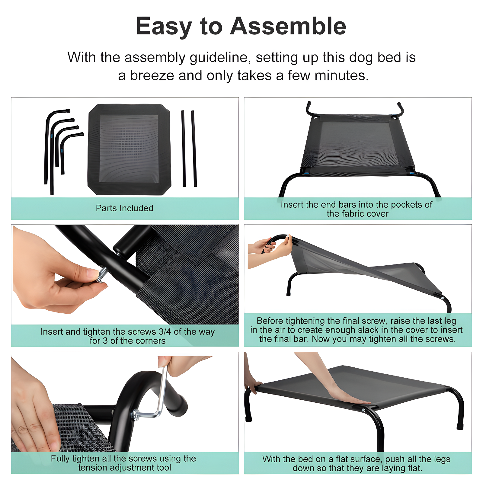 Tucker Murphy Pet™ 49 inches Dog Bed Cot for Large Dogs, Outdoor Raised Dog Bed