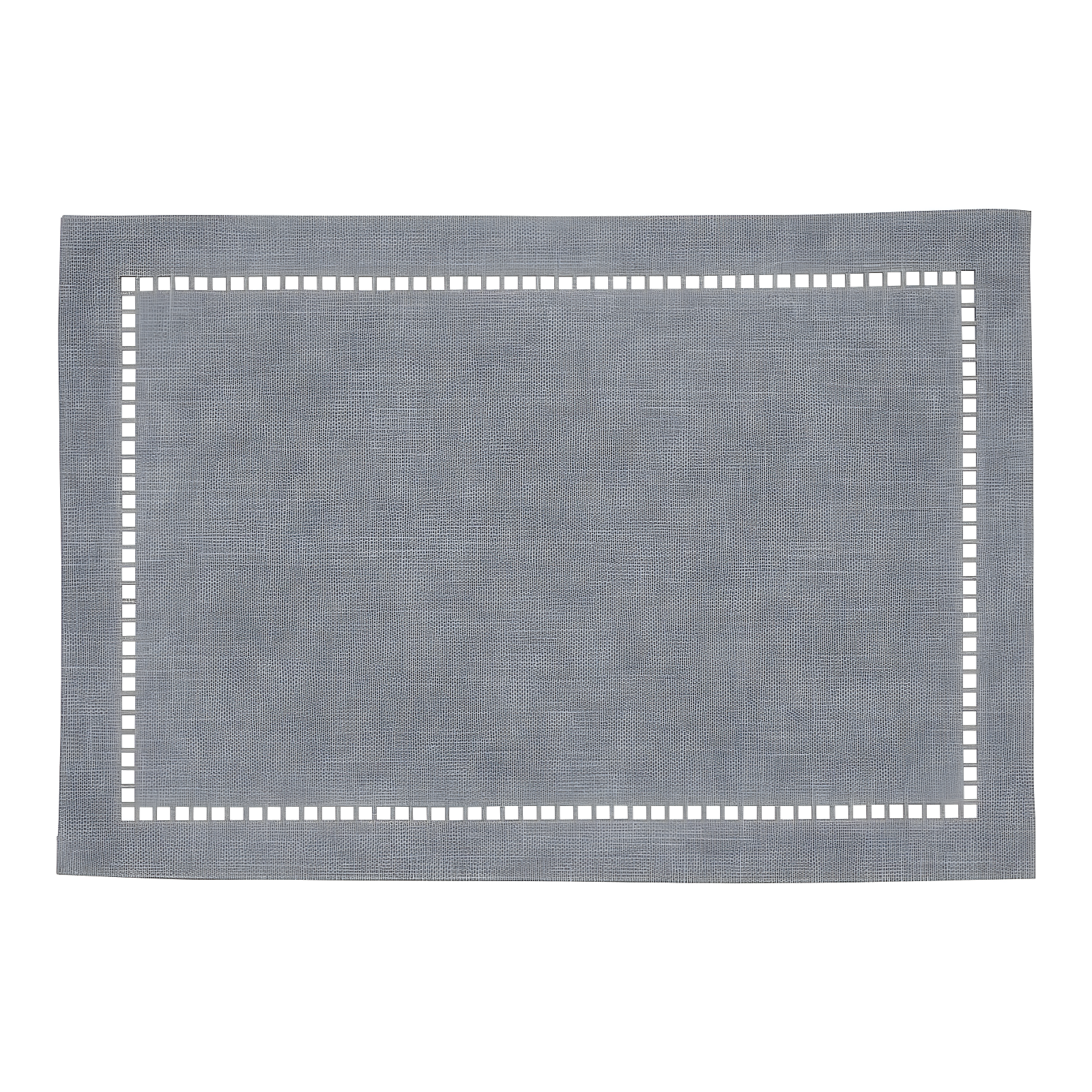 Saro Lifestyle Placemats With Laser-Cut Hemstitch Design, Gray, (Set of 4 pcs)