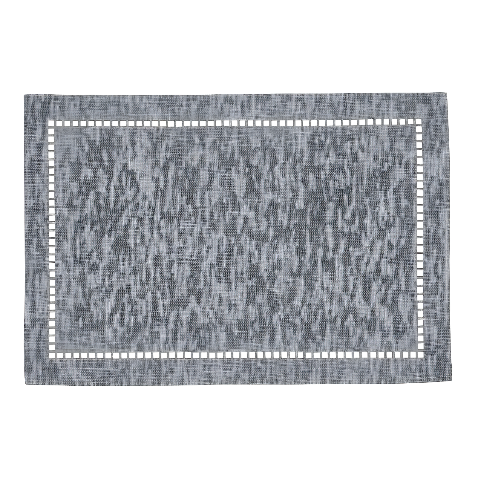 Saro Lifestyle Placemats With Laser-Cut Hemstitch Design, Gray, (Set of 4 pcs)