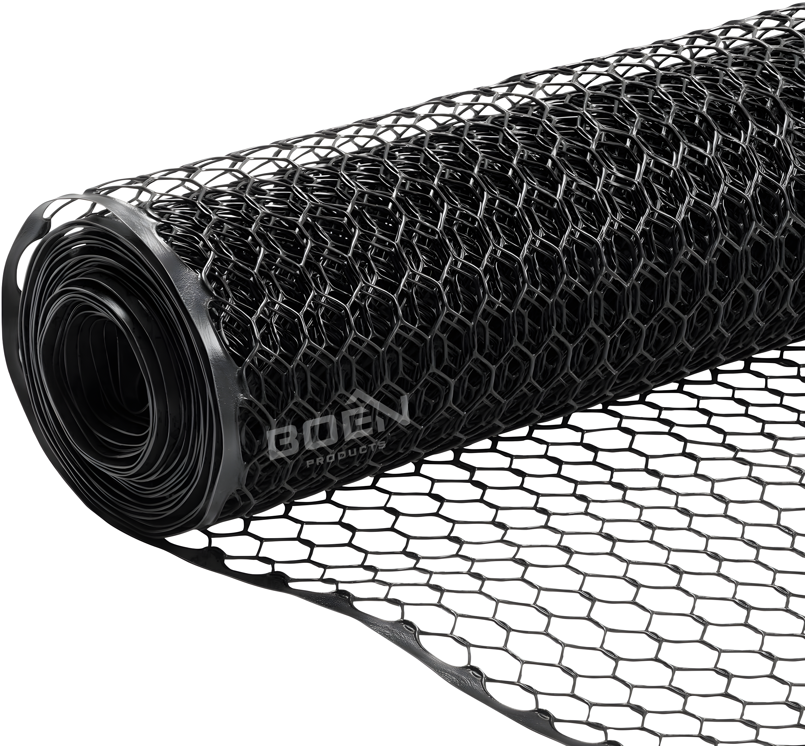 Boen - Plastic Hex Chicken Wire Mesh Temporary Fence Roll (2' x 25' - Black) - Plastic Fence Poultry Netting for Temporary or Semi Permanent Enclosures, Deer Netting Fence, Construction Fencing