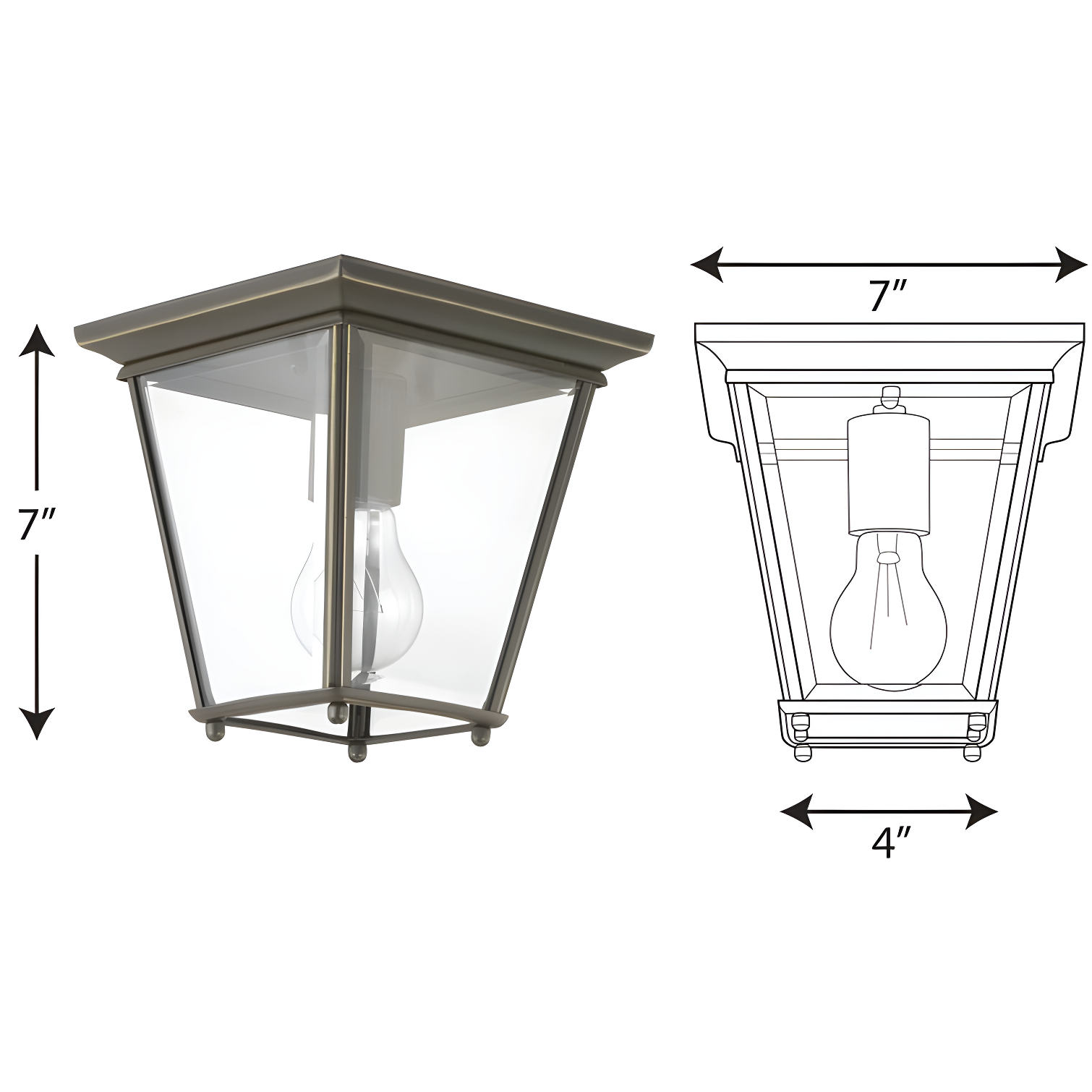 Calais Transparent Square Outdoor Flush Mount