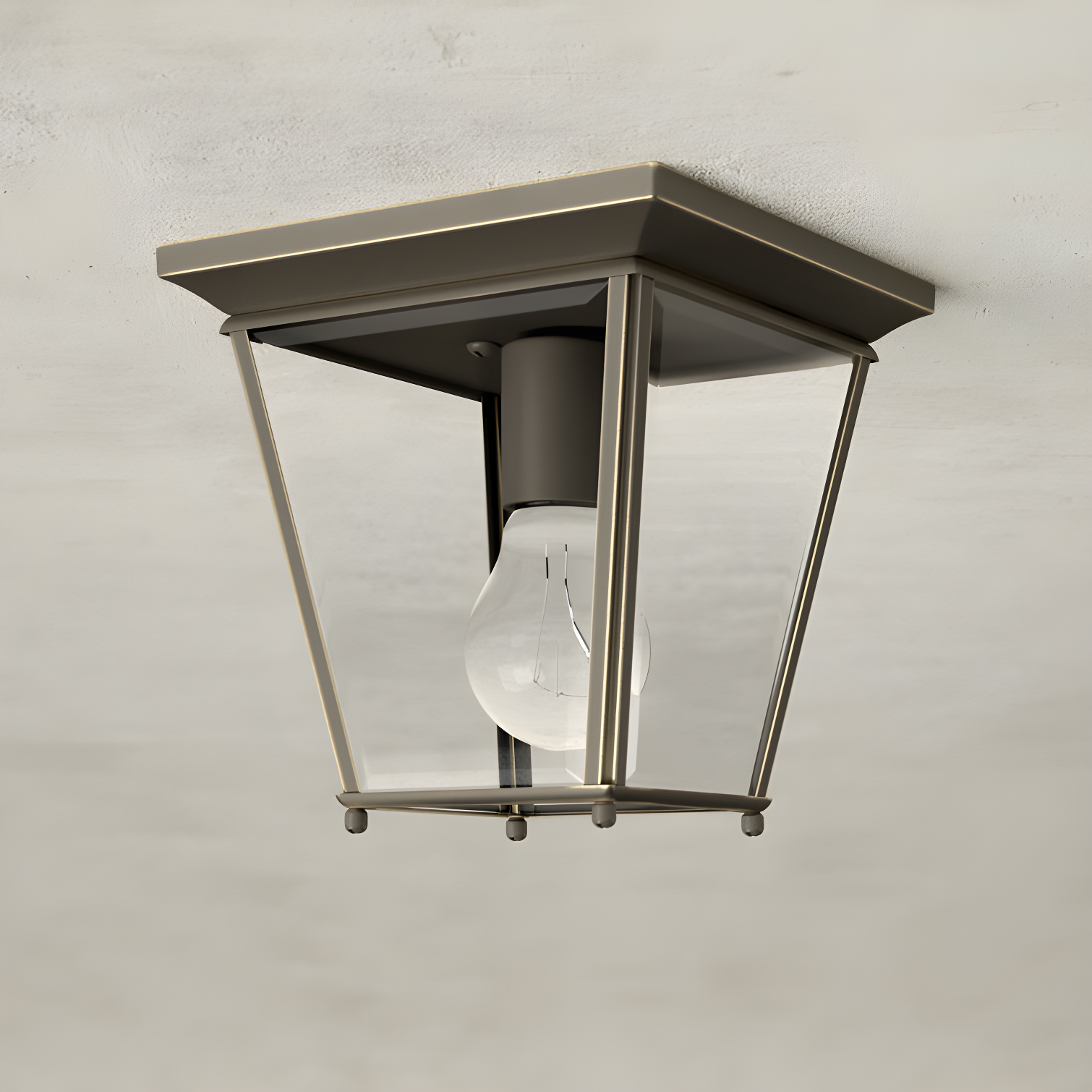 Calais Transparent Square Outdoor Flush Mount