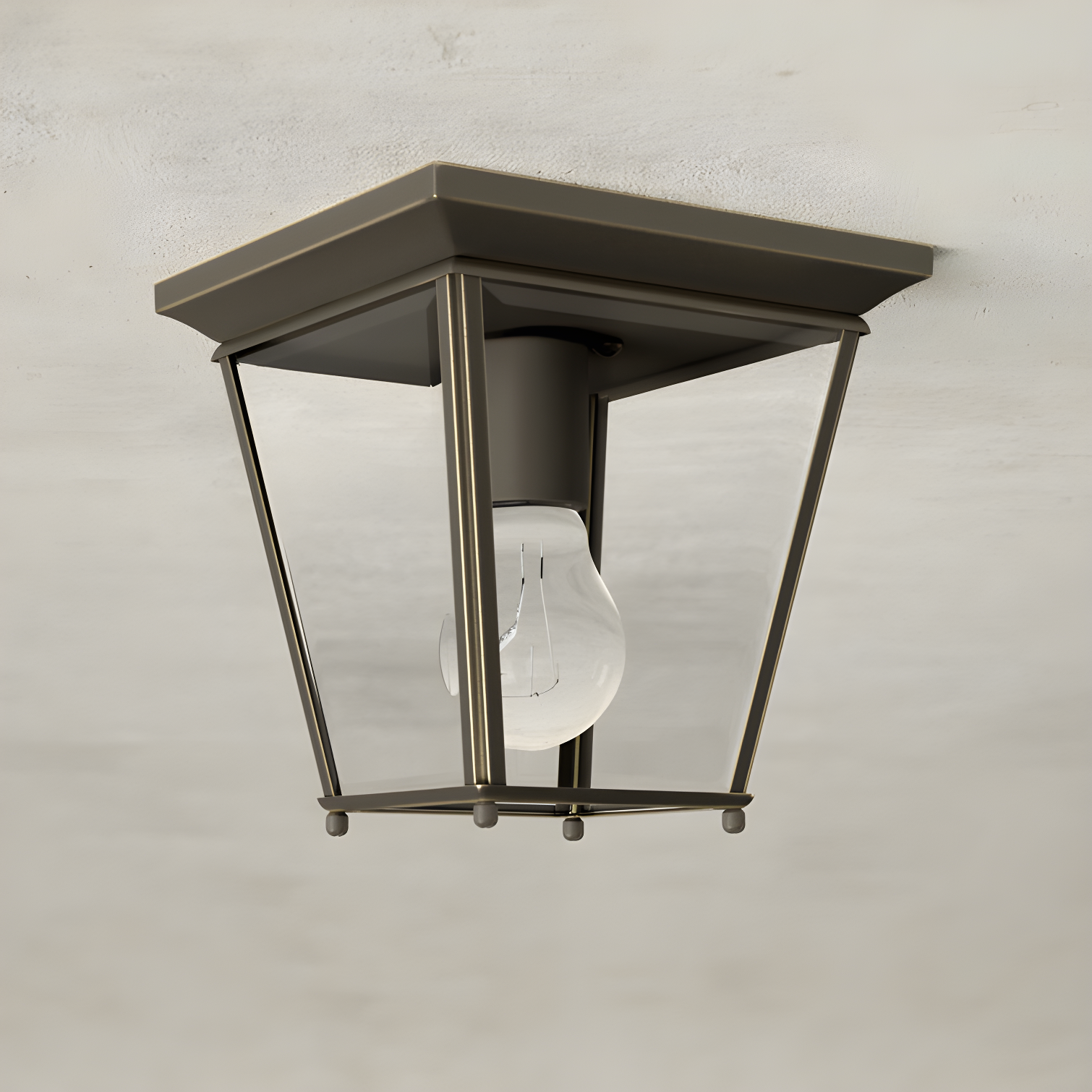 Calais Transparent Square Outdoor Flush Mount