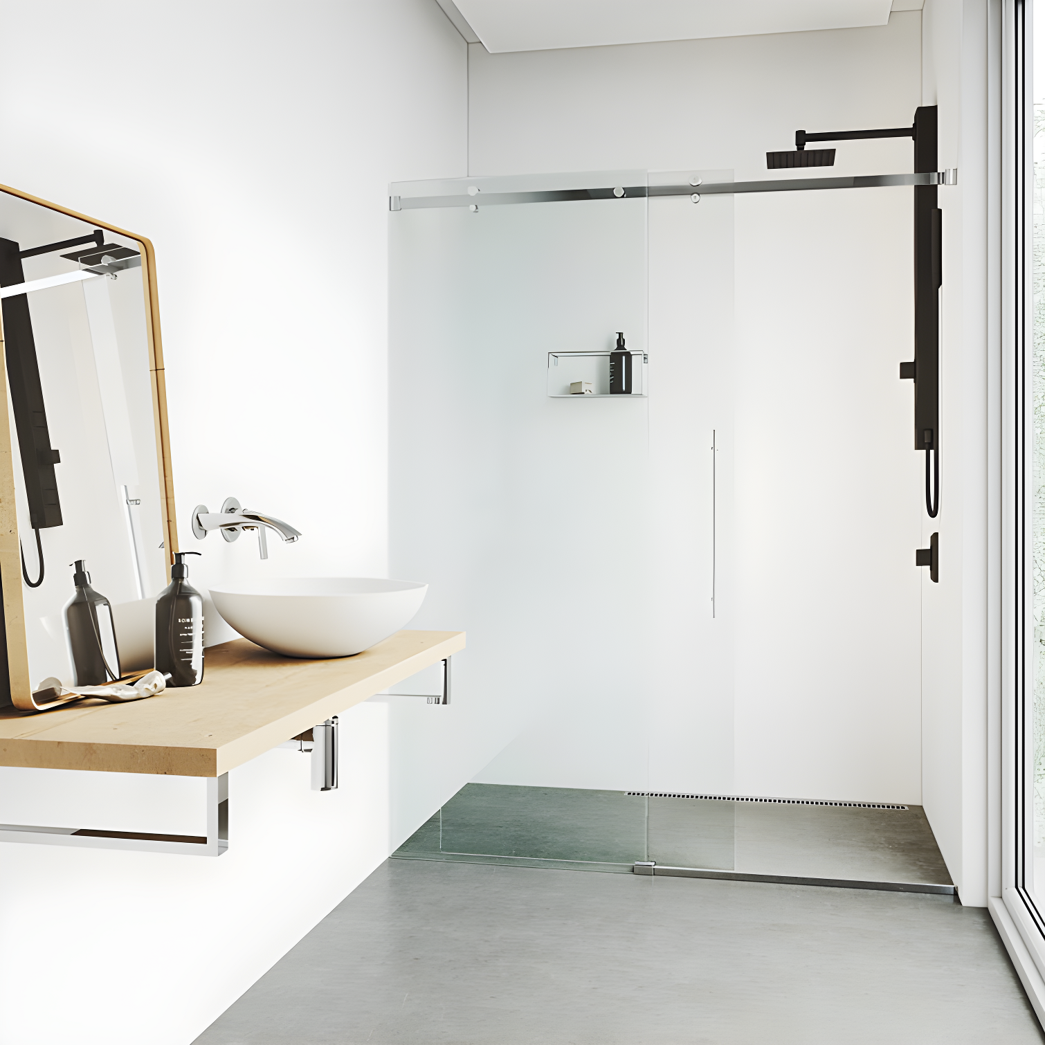 Orchid 39" H X 4" W 2-Jet Shower System with Hand Wand - Requires existing shower head connection