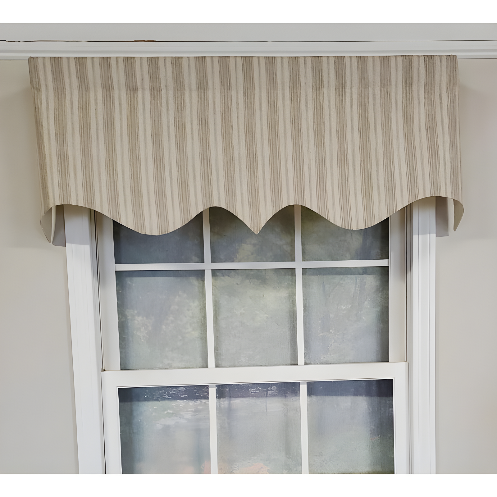 RLF Home Luxurious Modern Design Classic Brunswick Stripe Regal Style Window Valance 50" x 17" Stone