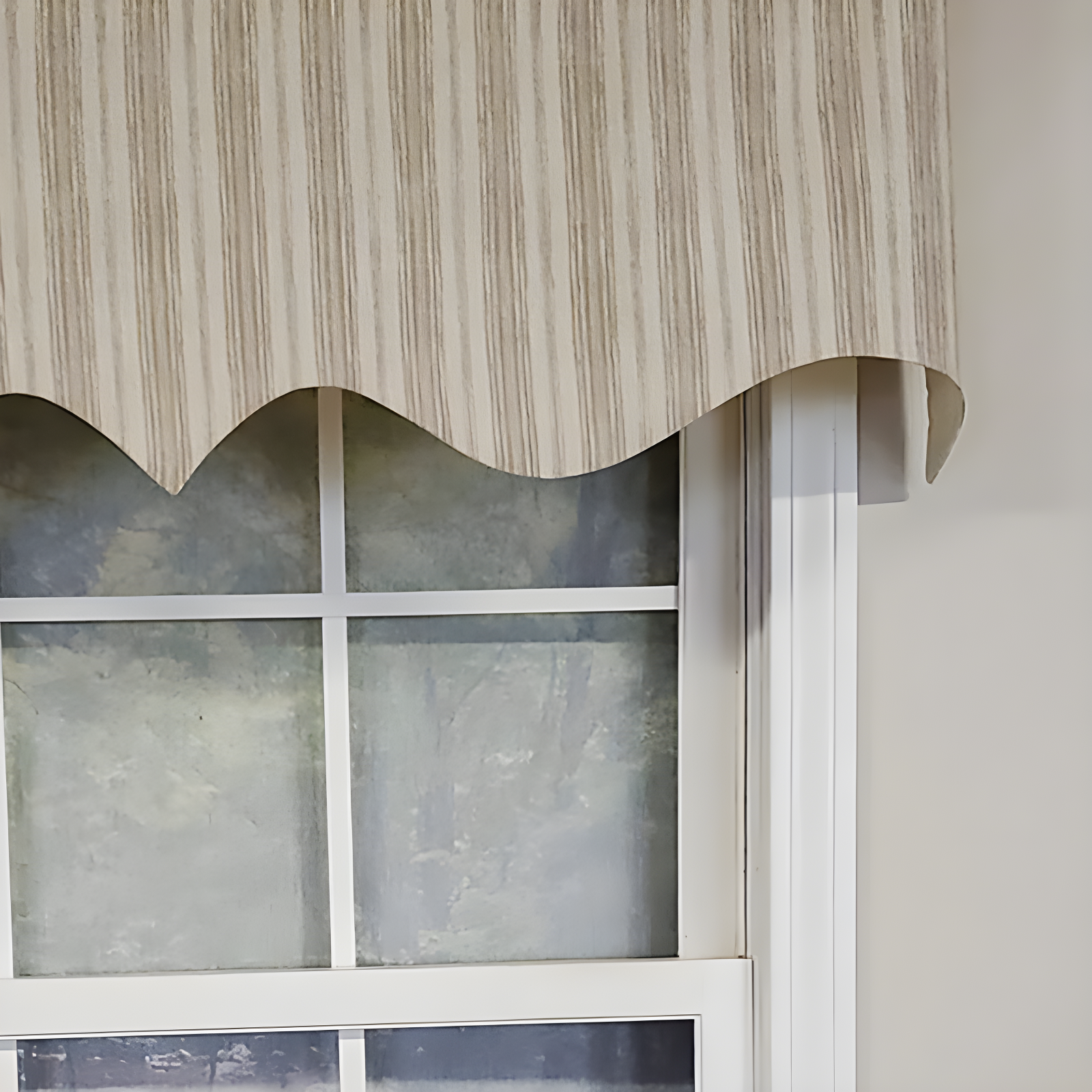 RLF Home Luxurious Modern Design Classic Brunswick Stripe Regal Style Window Valance 50" x 17" Stone