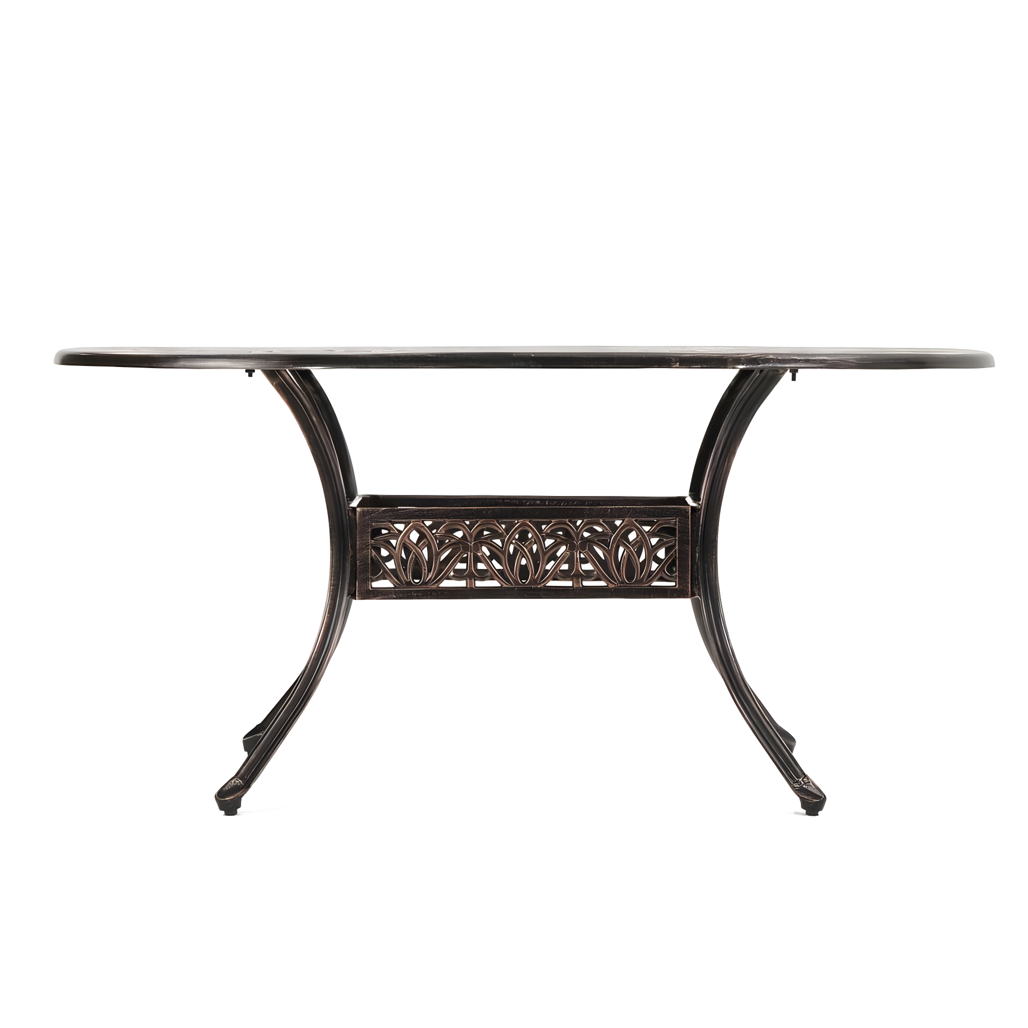 Noble House Tahoe 59.2" Oval Cast Aluminum Patio Dining Table in Shiny Copper